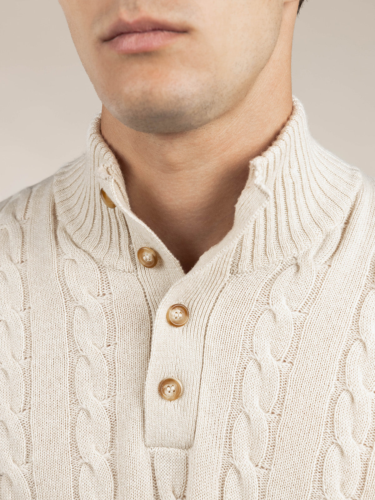 LeClub™ | Light Beige Winter Button Sweater