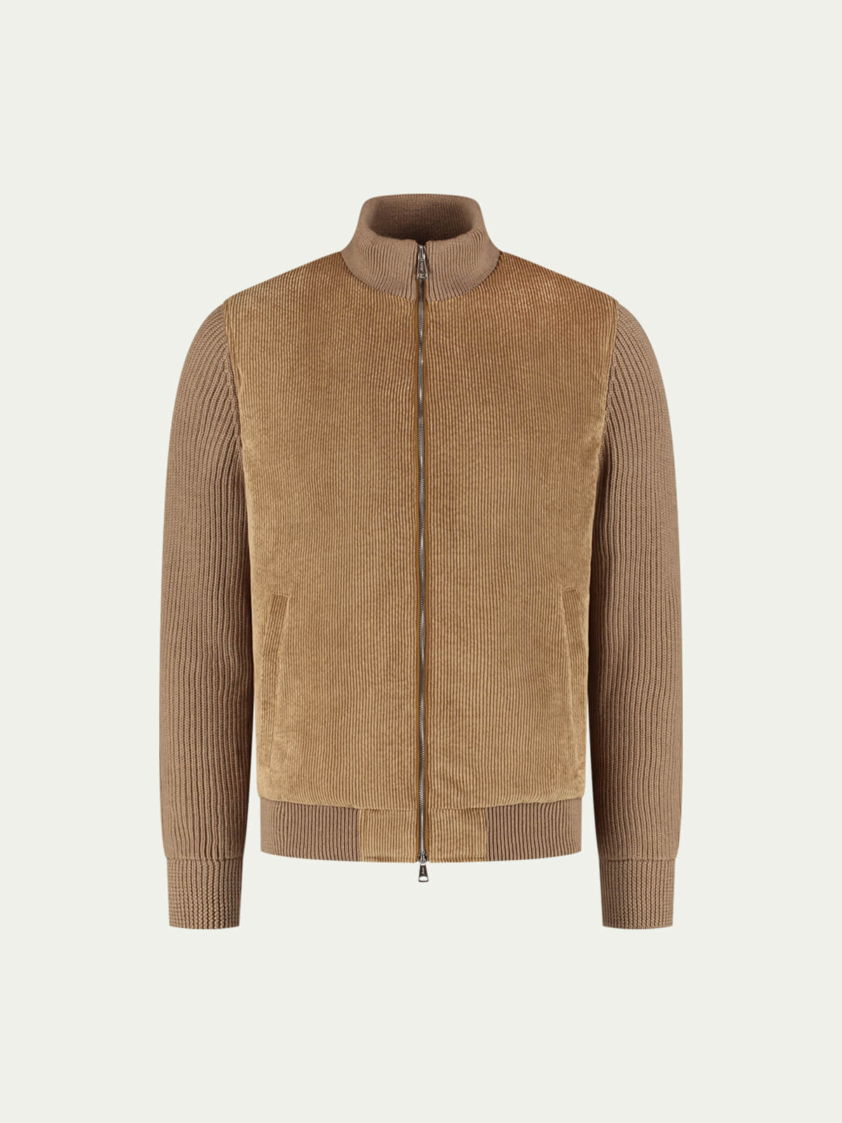 LeClub™ | Beige Corduroy Bomber Jacket