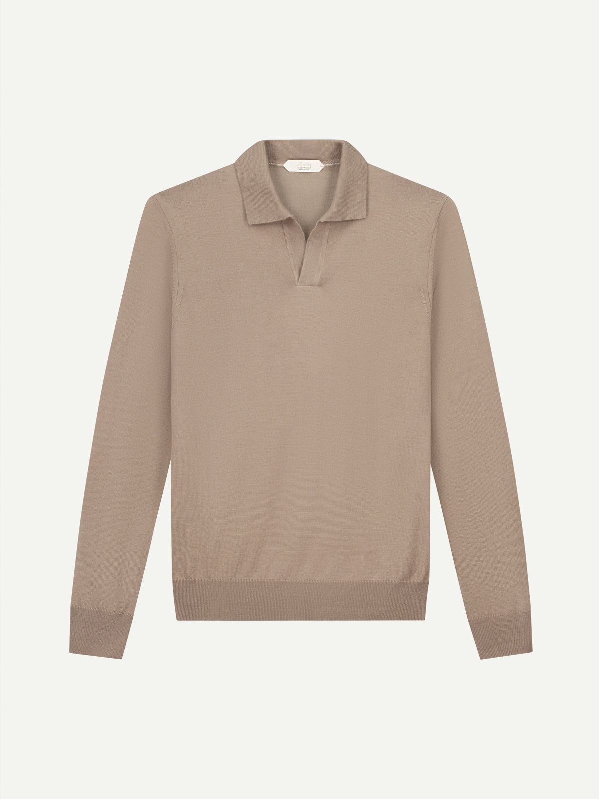 LeClub™ | Extrafine Merino Buttonless Polo Taupe