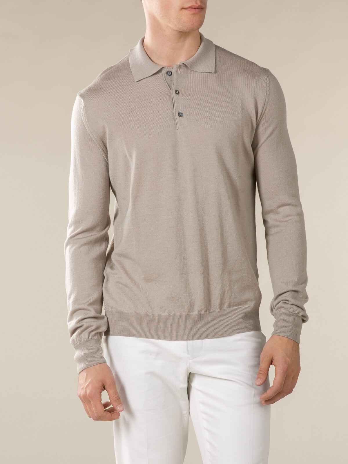 LeClub™ | Extrafine Merino Polo Greige