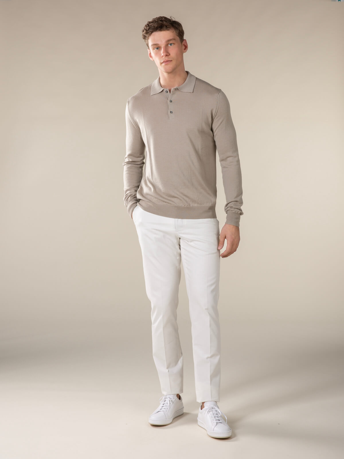 LeClub™ | Extrafine Merino Polo Greige