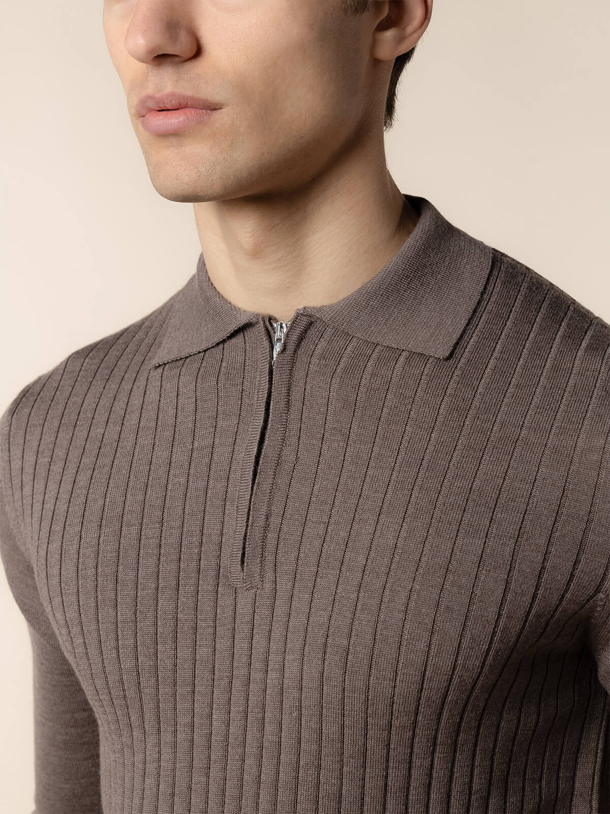 LeClub™ | Ribbed Zipper Polo Ash Grey