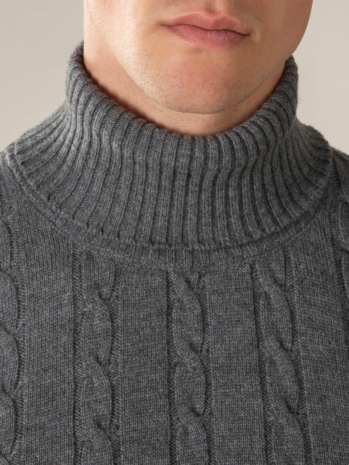 LeClub™ | Dolcevita Cable Knit Sweater Dark Grey