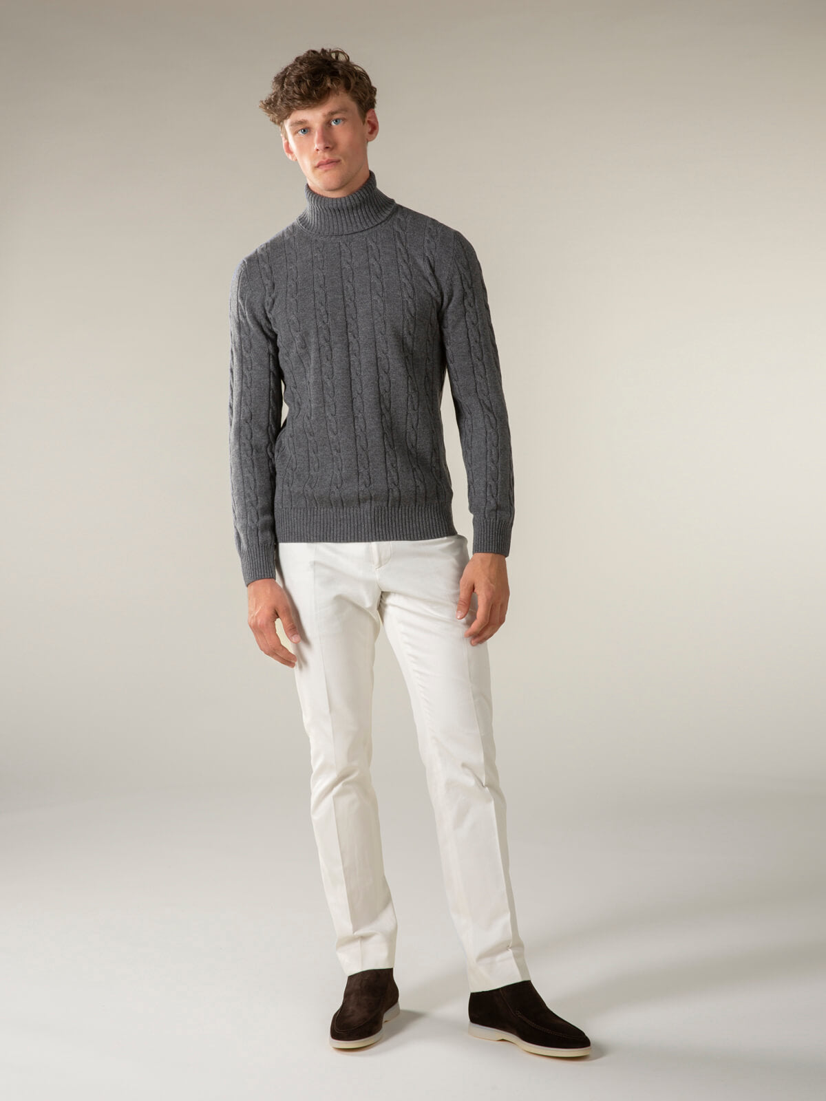 LeClub™ | Dolcevita Cable Knit Sweater Dark Grey