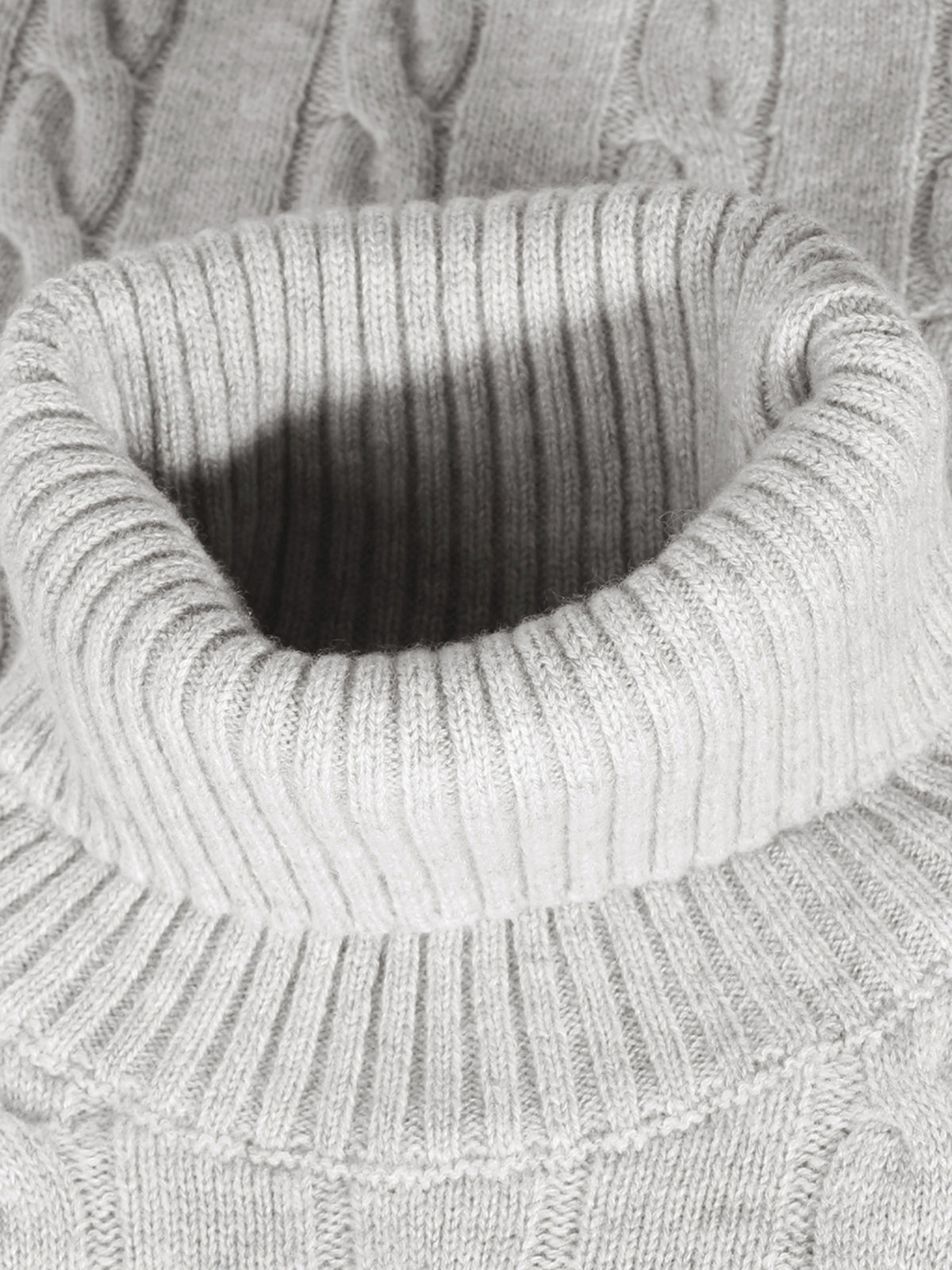 LeClub™ | Dolcevita Cable Knit Sweater Light Grey