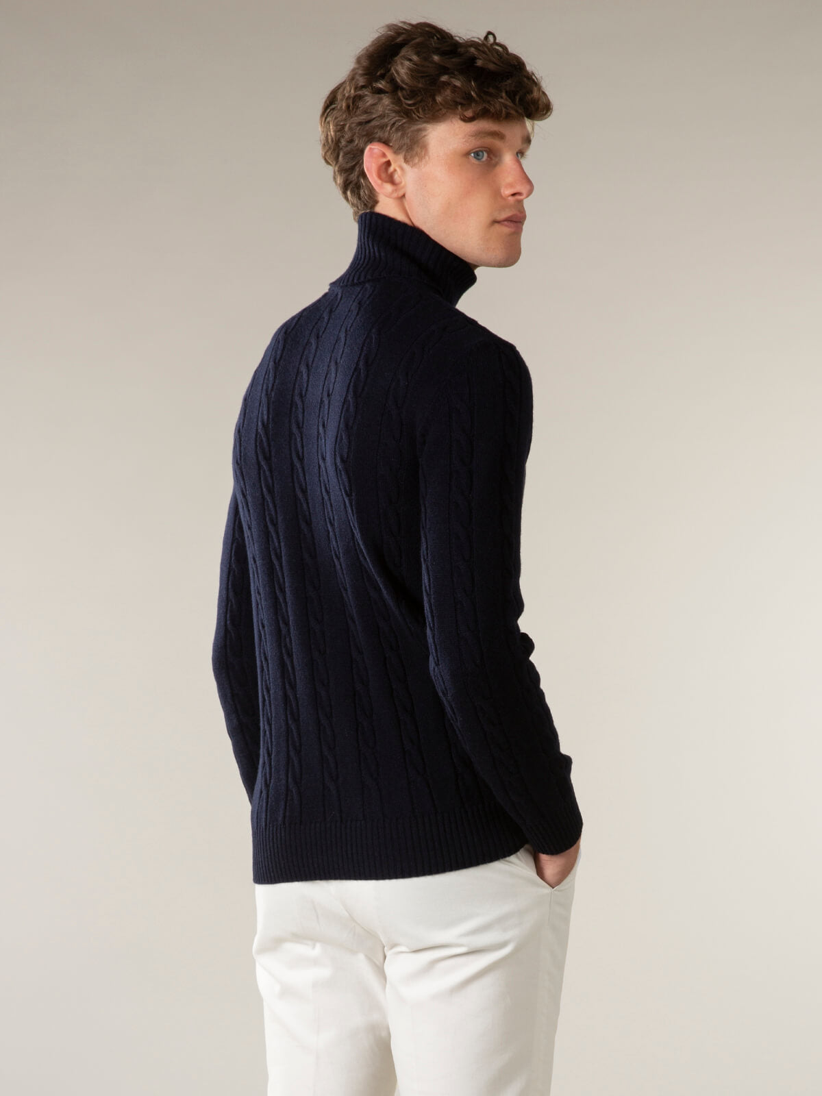 LeClub™ | Dolcevita Cable Knit Sweater Navy