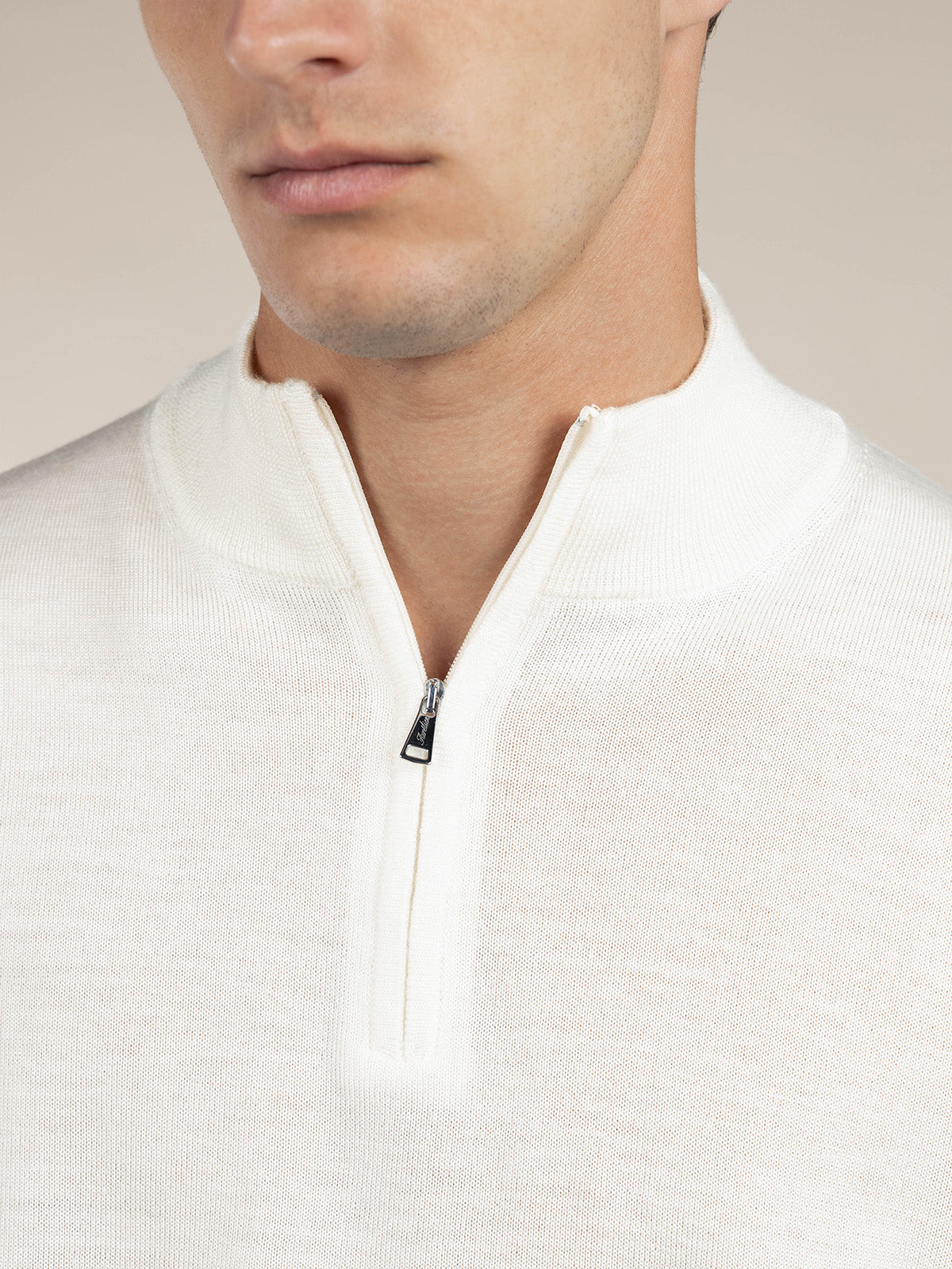 LeClub™ | Extrafine Merino Zipper Sweater Ivory