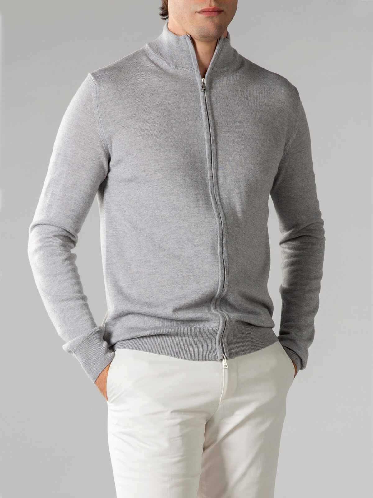 LeClub™ | Extrafine Merino Zipper Vest Light Grey