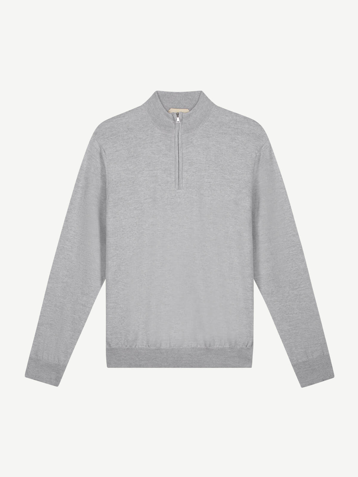 LeClub™ | Extrafine Merino Zipper Sweater Light Grey