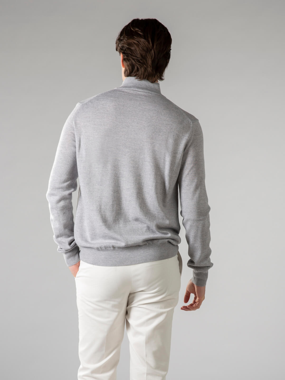 LeClub™ | Extrafine Merino Zipper Sweater Light Grey