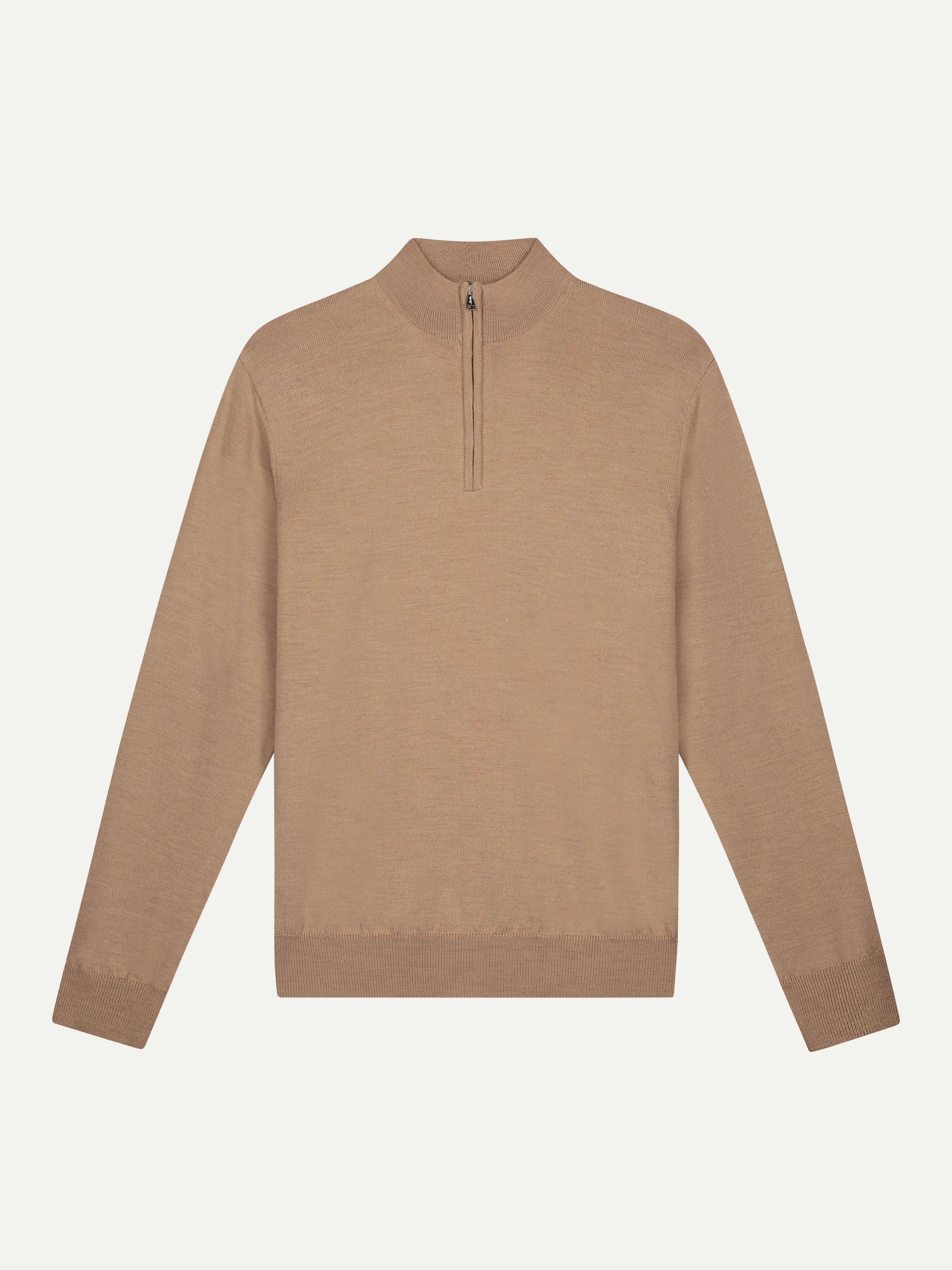 LeClub™ | Extrafine Merino Zipper Sweater Beige