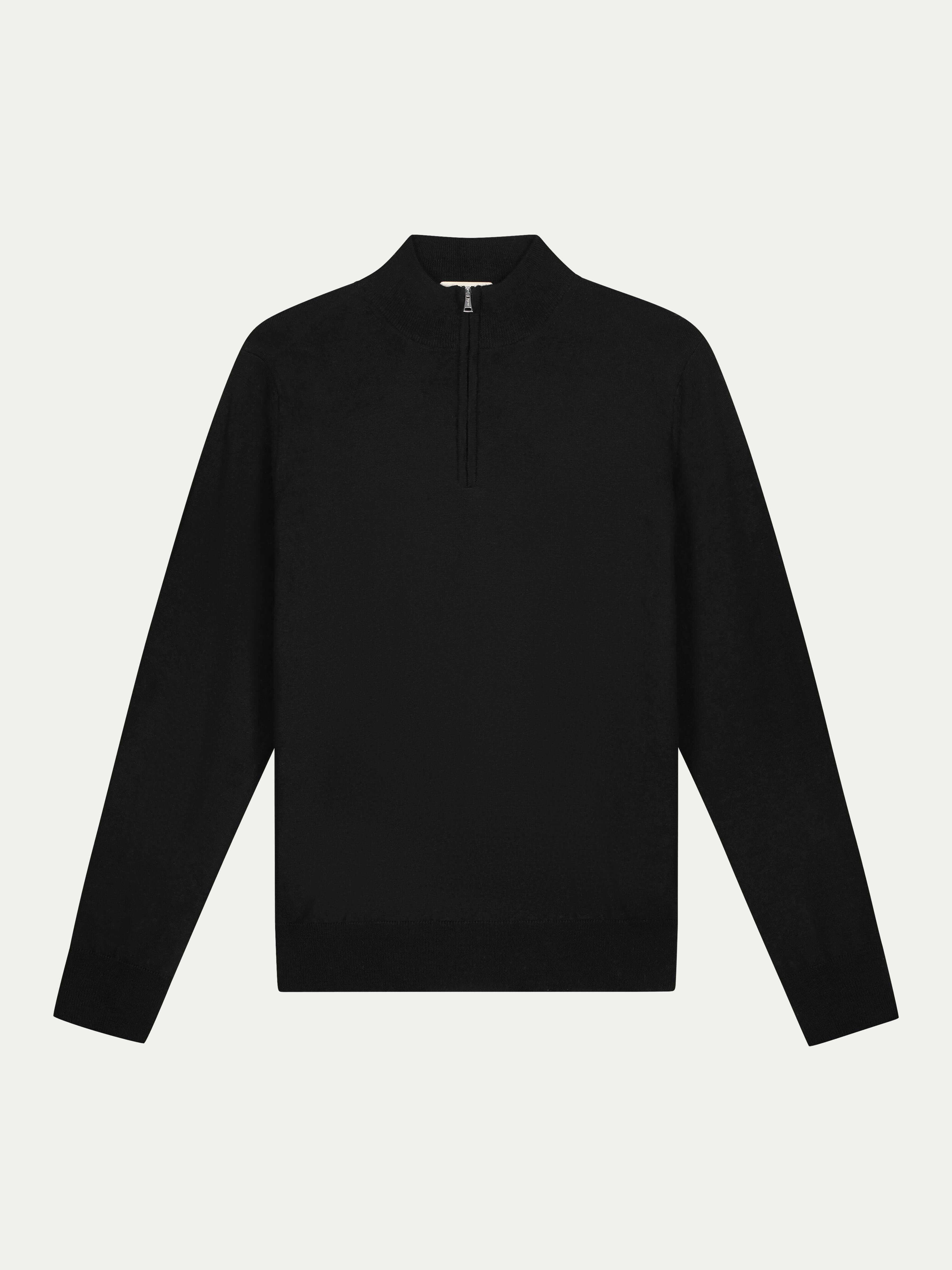 LeClub™ | Extrafine Merino Zipper Sweater Black