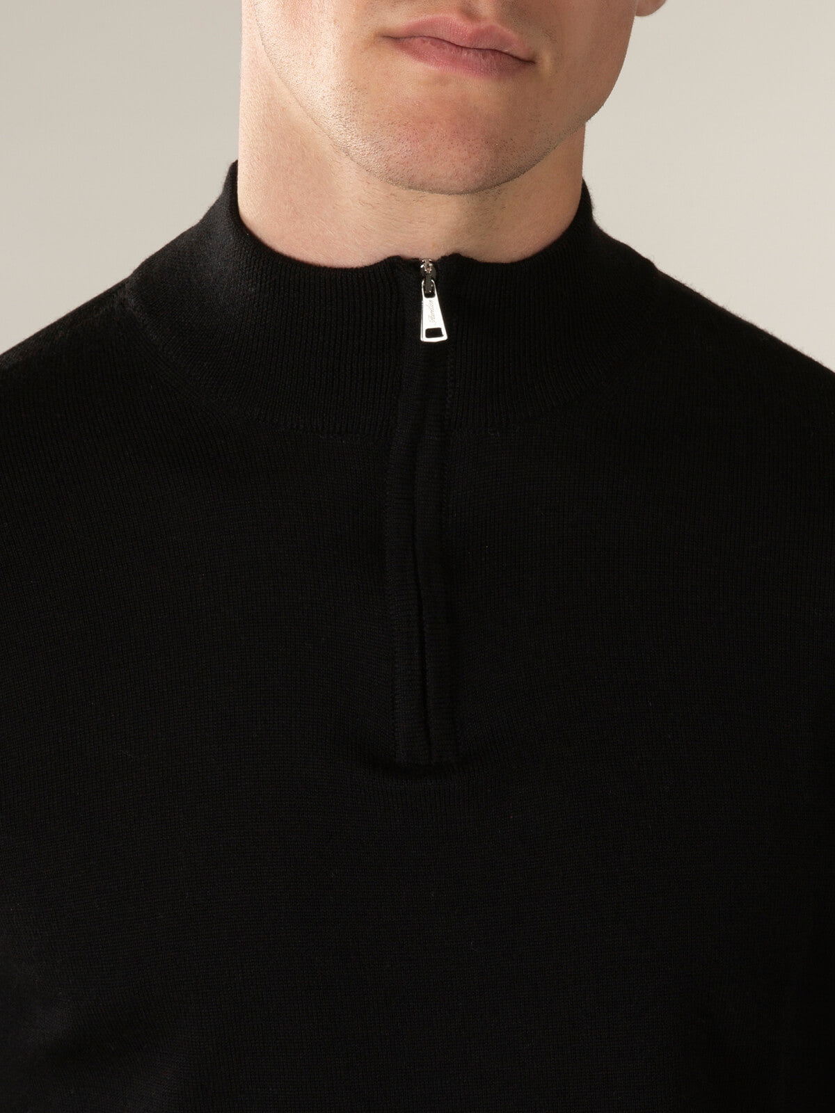 LeClub™ | Extrafine Merino Zipper Sweater Black