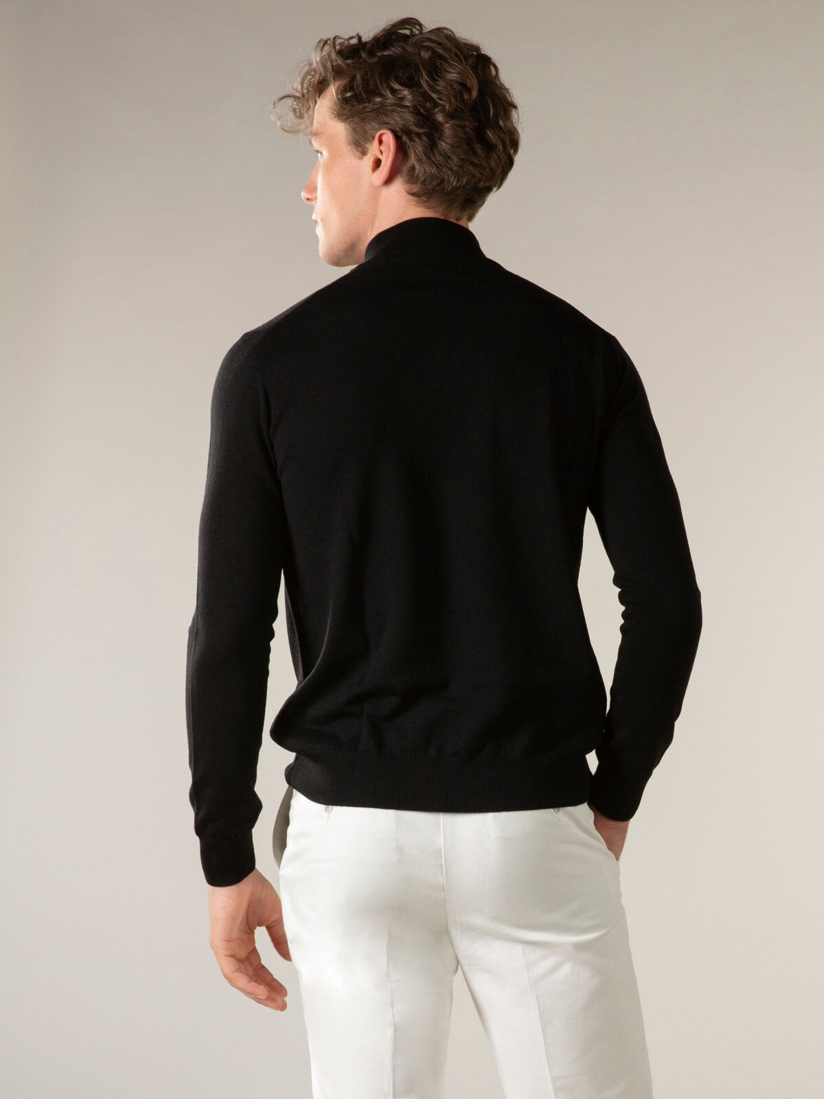 LeClub™ | Extrafine Merino Zipper Sweater Black