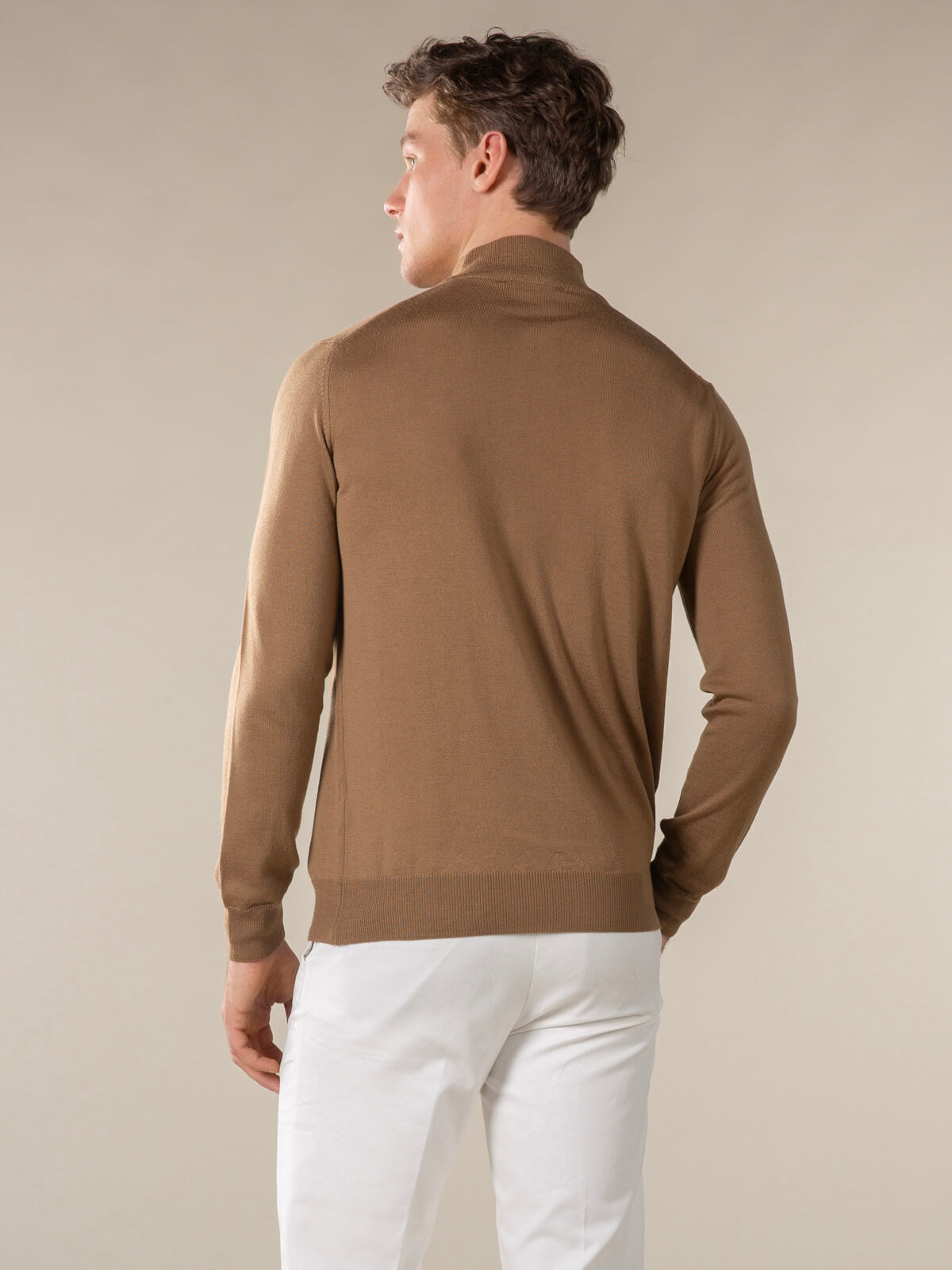 LeClub™ | Extrafine Merino Zipper Sweater Caramel