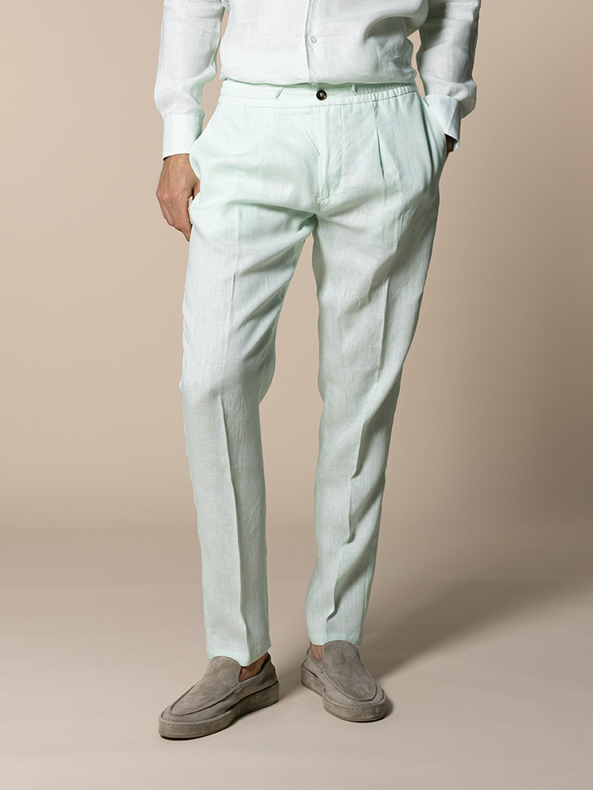 LeClub™ | Light Aqua Linen Seaside Trousers