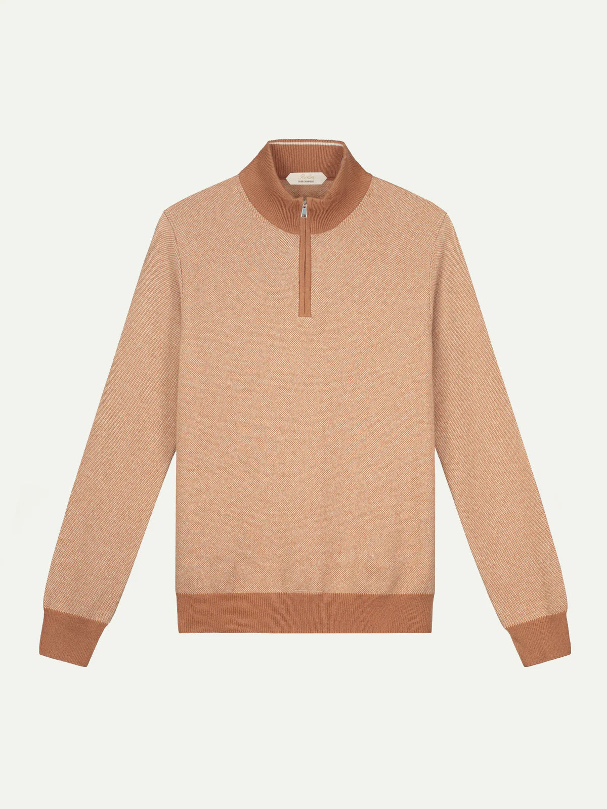 LeClub™ | Caramel Jacquard Zipper Sweater