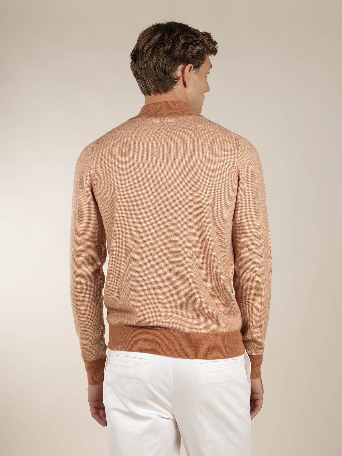 LeClub™ | Caramel Jacquard Zipper Sweater
