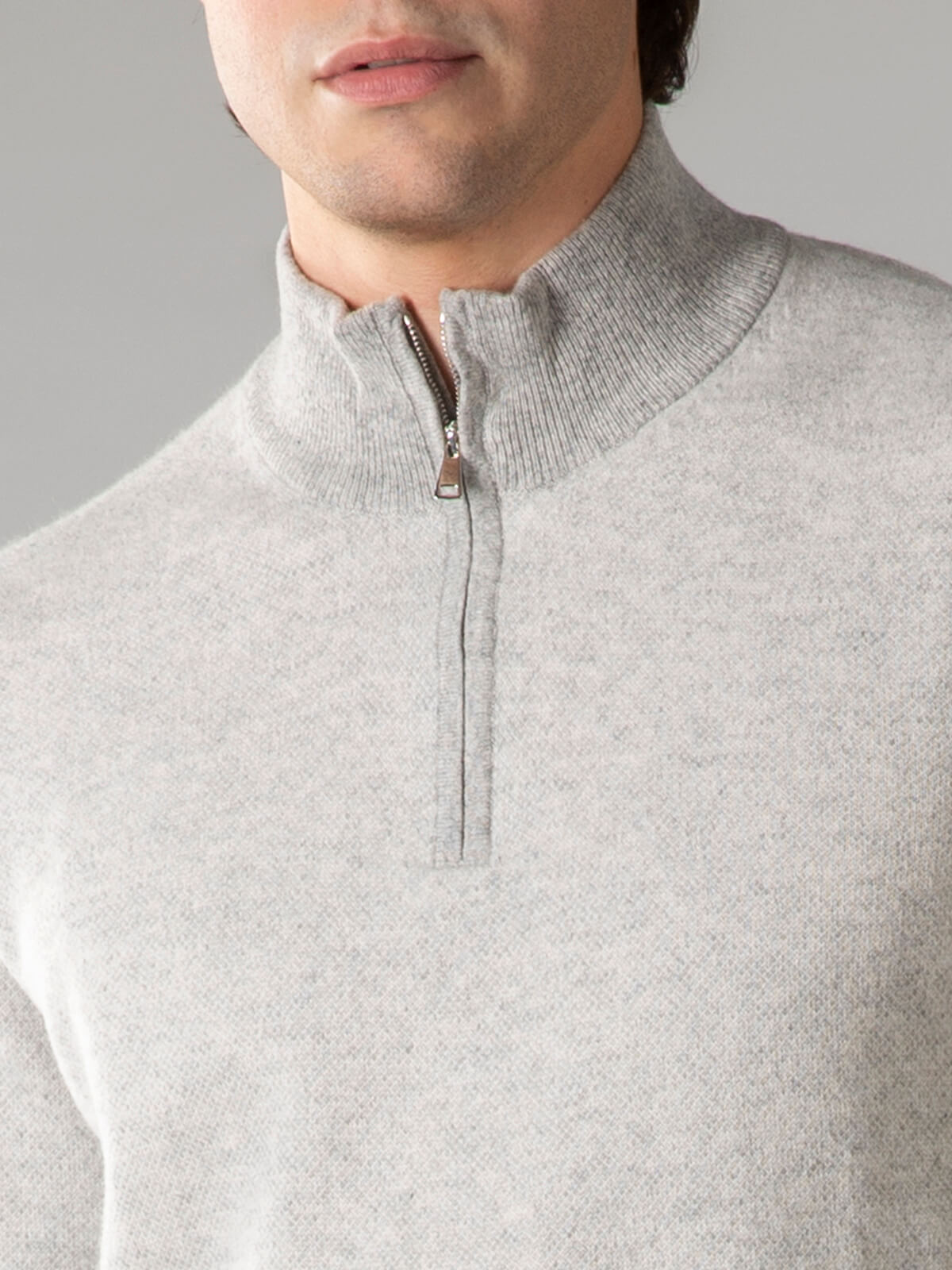 LeClub™ | Light Grey Jacquard Zipper Sweater