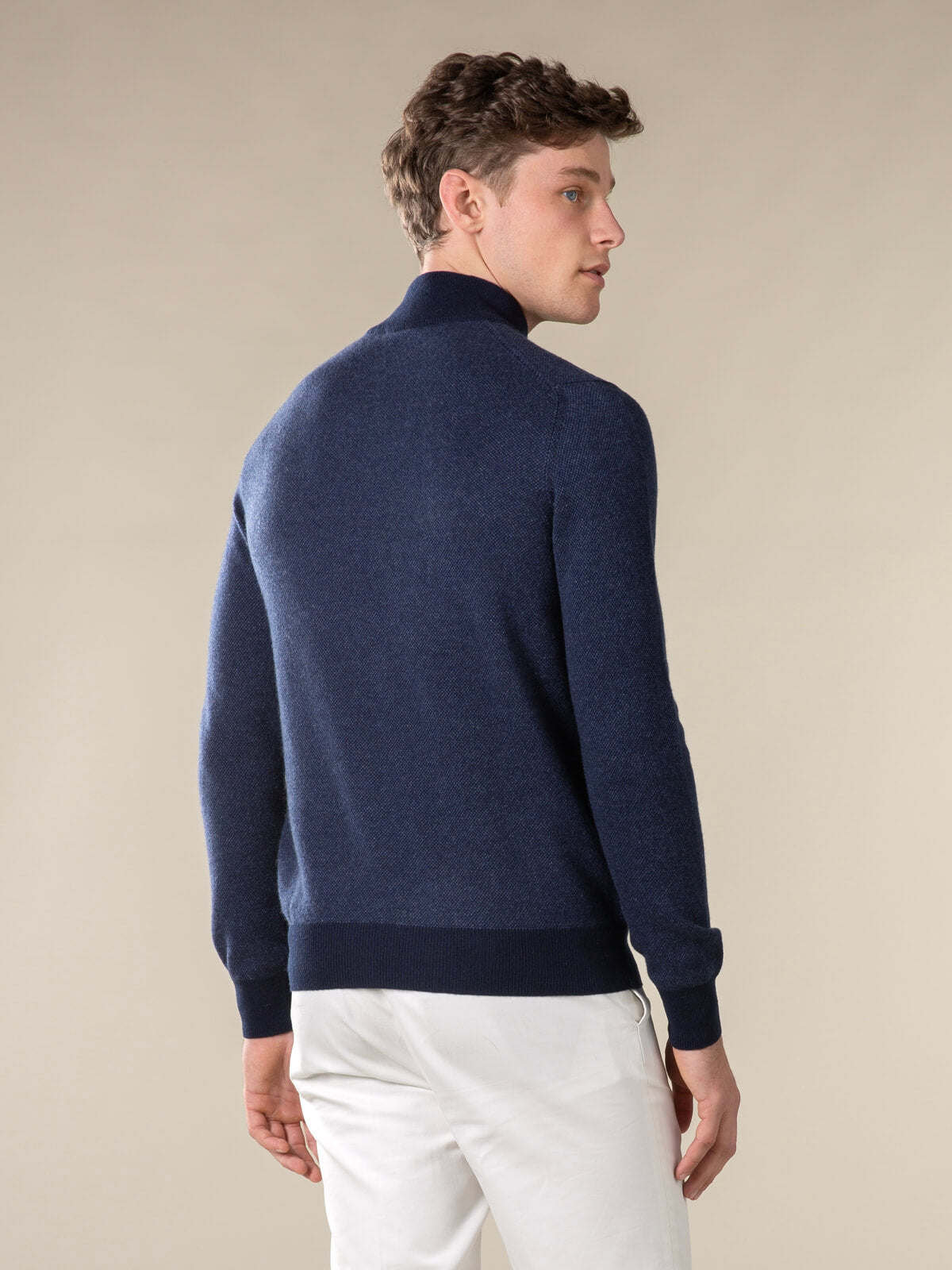 LeClub™ | Navy Jacquard Zipper Sweater