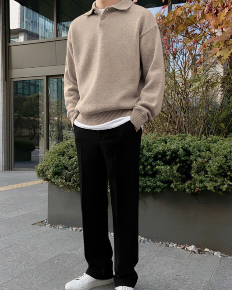 LeClub™ | Woolen Button Half Zip