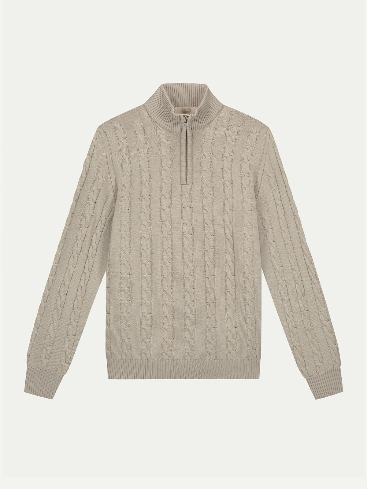 LeClub™ | Zipper Cable Sweater Greige