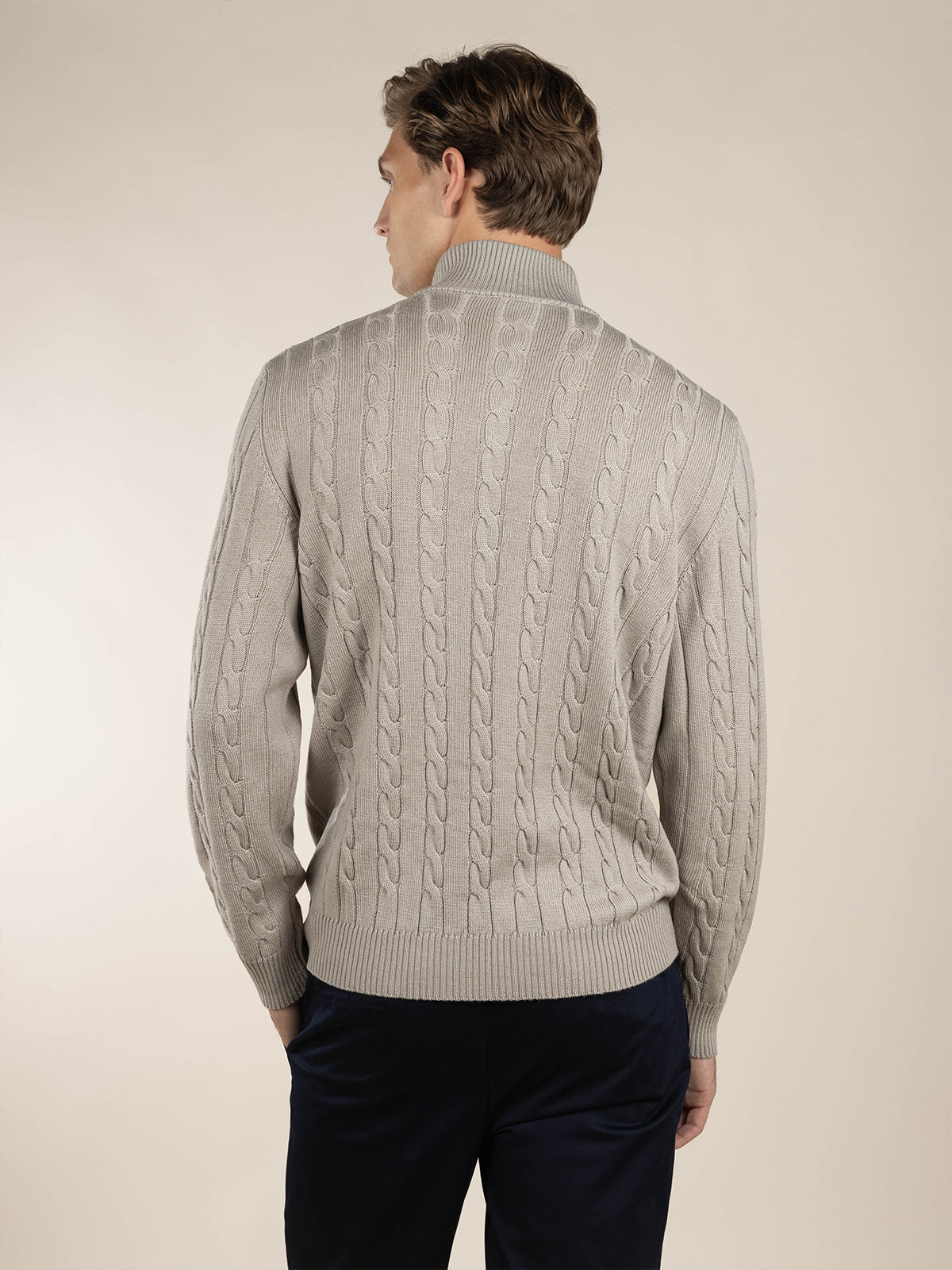LeClub™ | Zipper Cable Sweater Greige