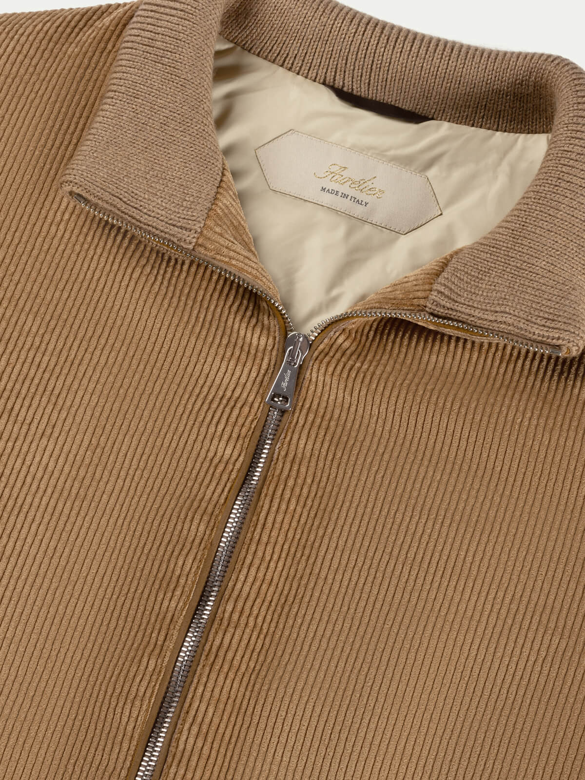 LeClub™ | Beige Corduroy Bomber Jacket