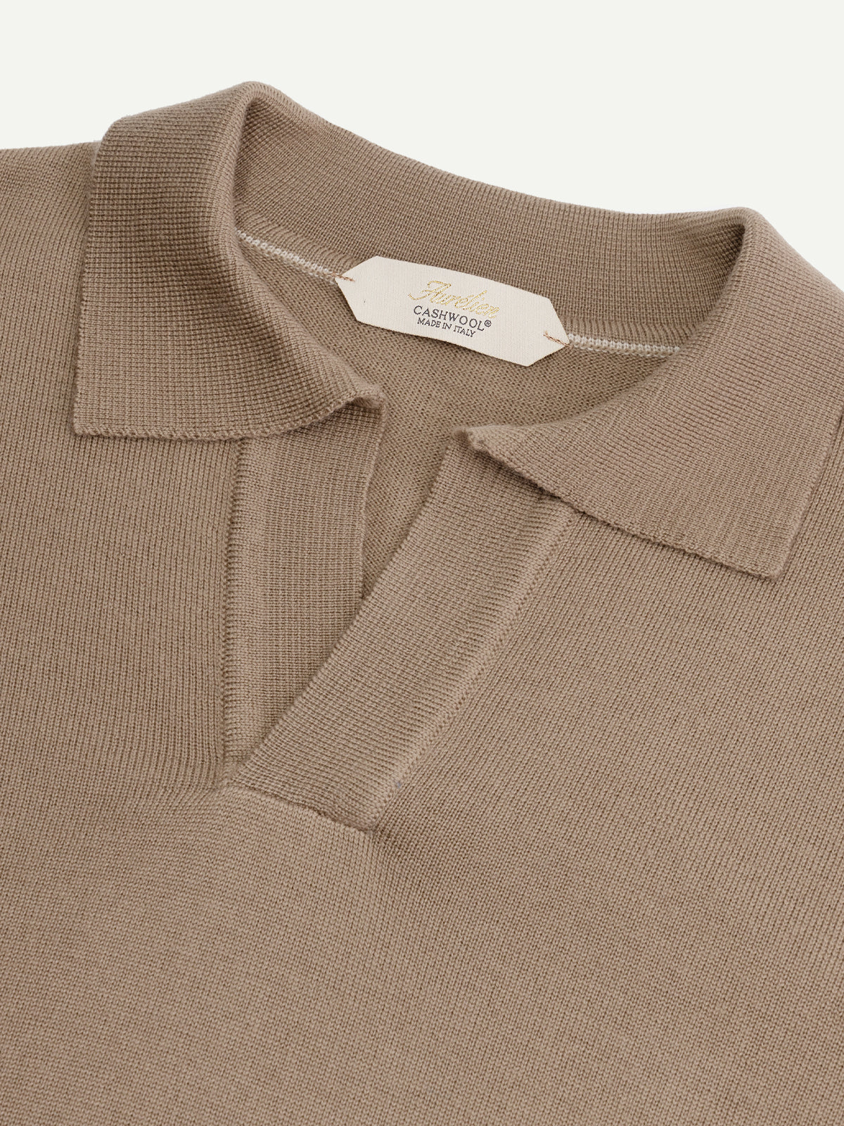 LeClub™ | Extrafine Merino Buttonless Polo Taupe