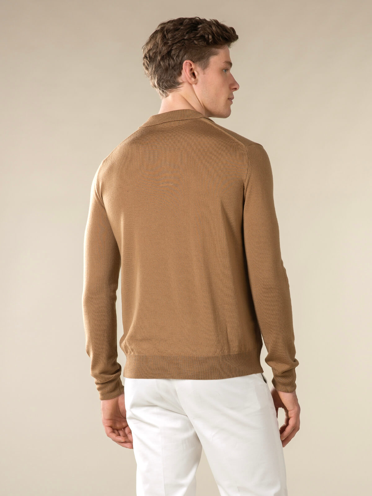LeClub™ | Extrafine Merino Polo Caramel