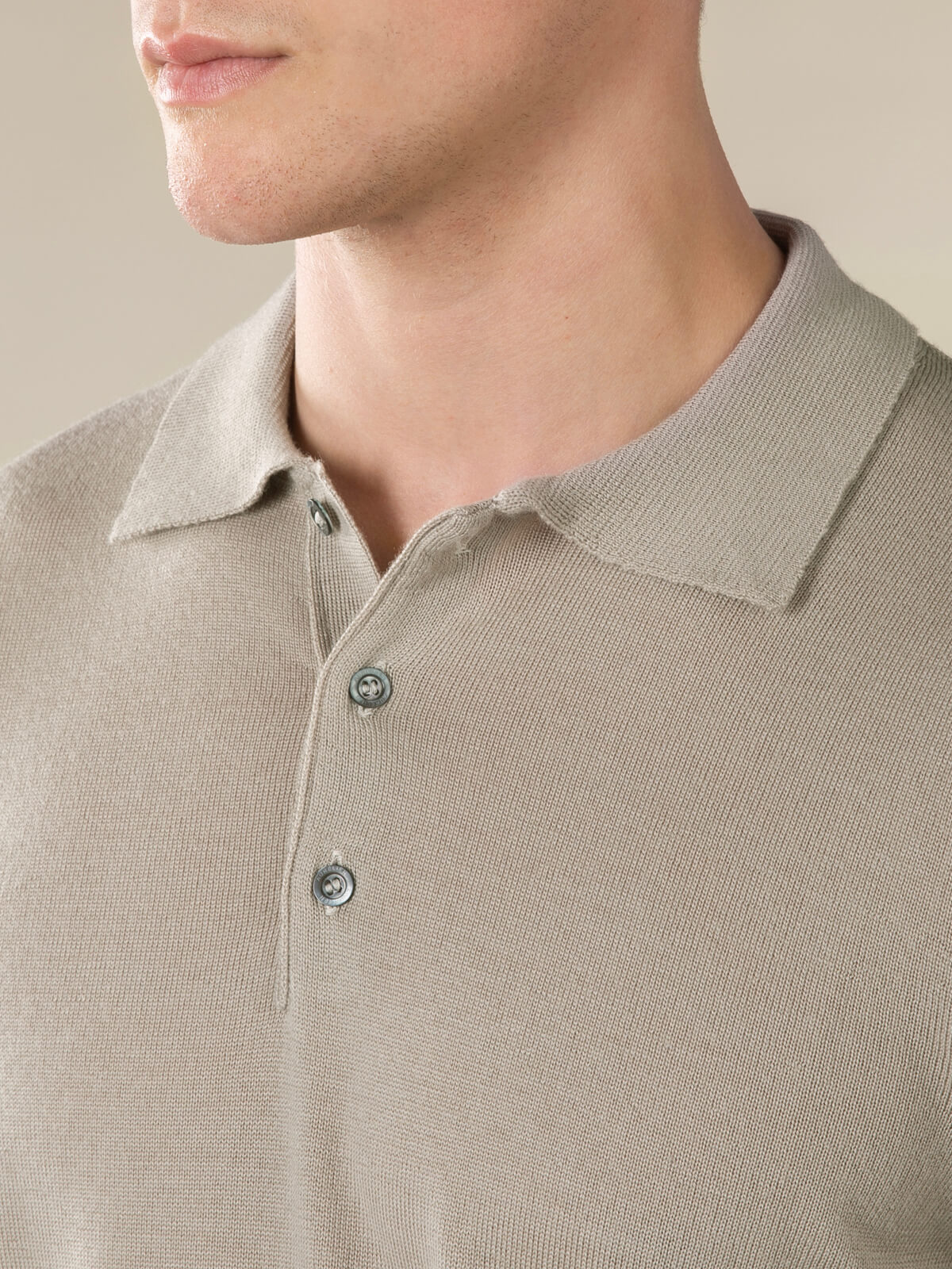 LeClub™ | Extrafine Merino Polo Greige