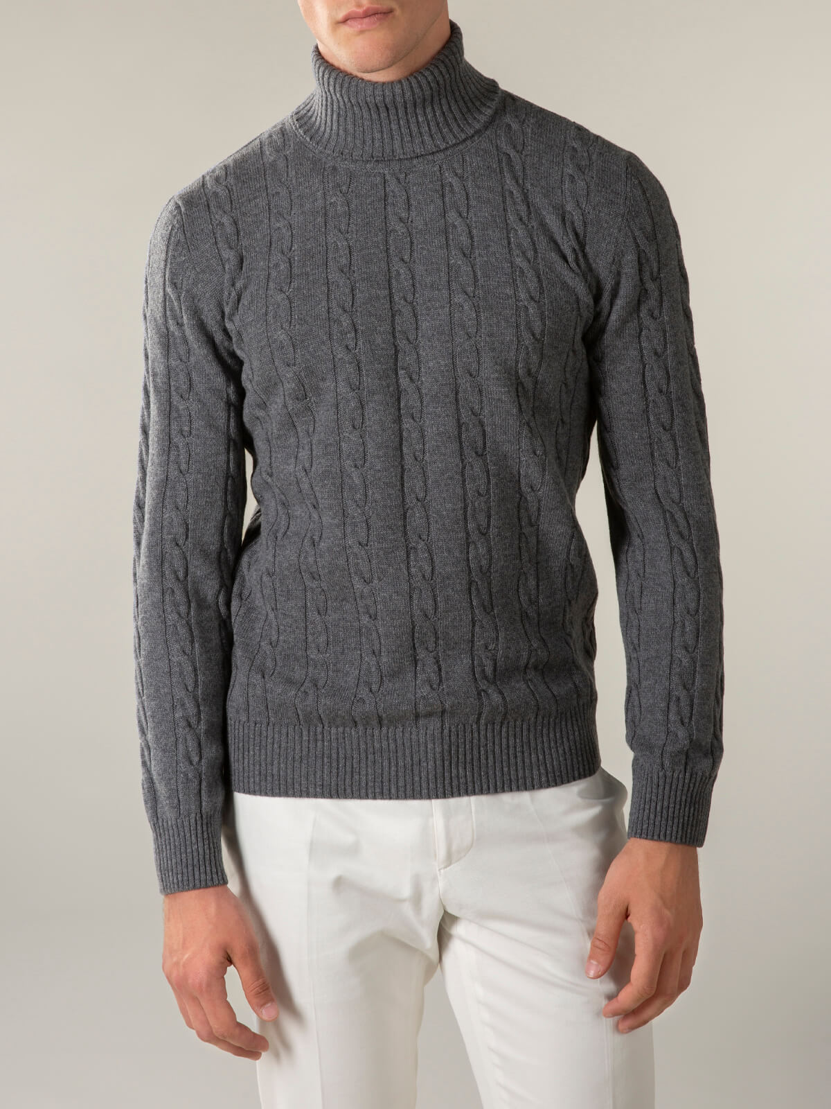LeClub™ | Dolcevita Cable Knit Sweater Dark Grey