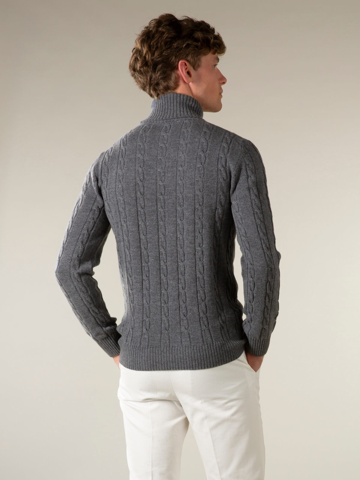 LeClub™ | Dolcevita Cable Knit Sweater Dark Grey