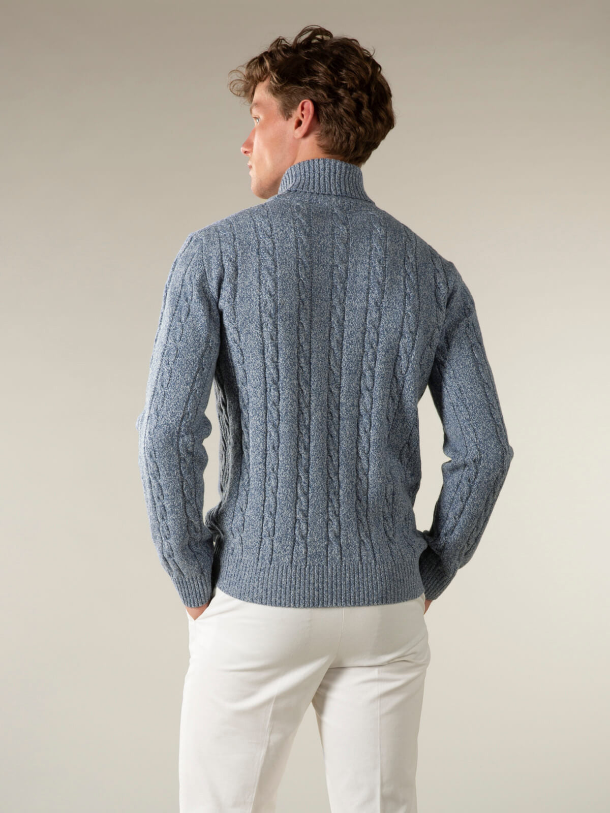 LeClub™ | Dolcevita Cable Knit Sweater Light Blue