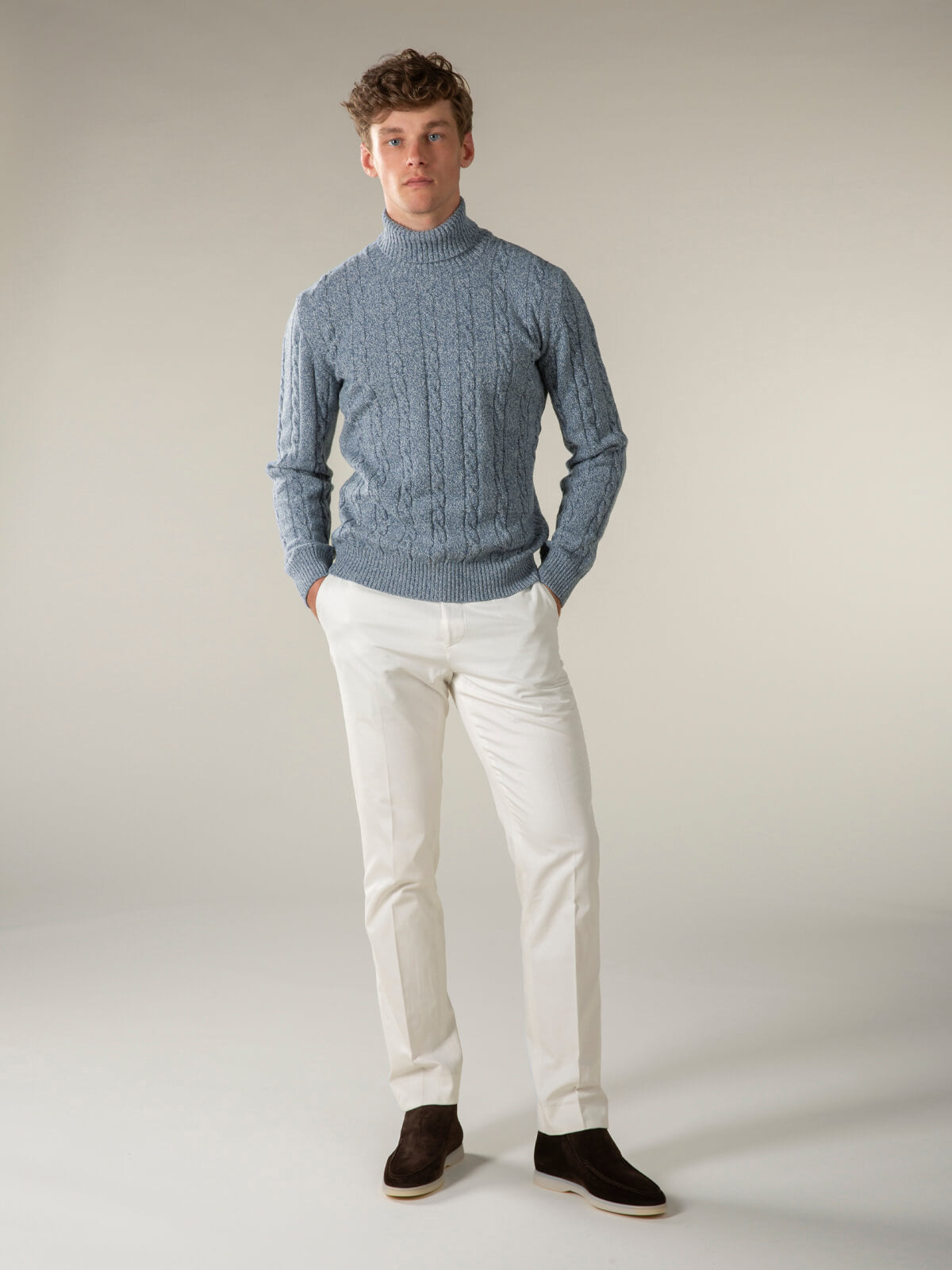 LeClub™ | Dolcevita Cable Knit Sweater Light Blue