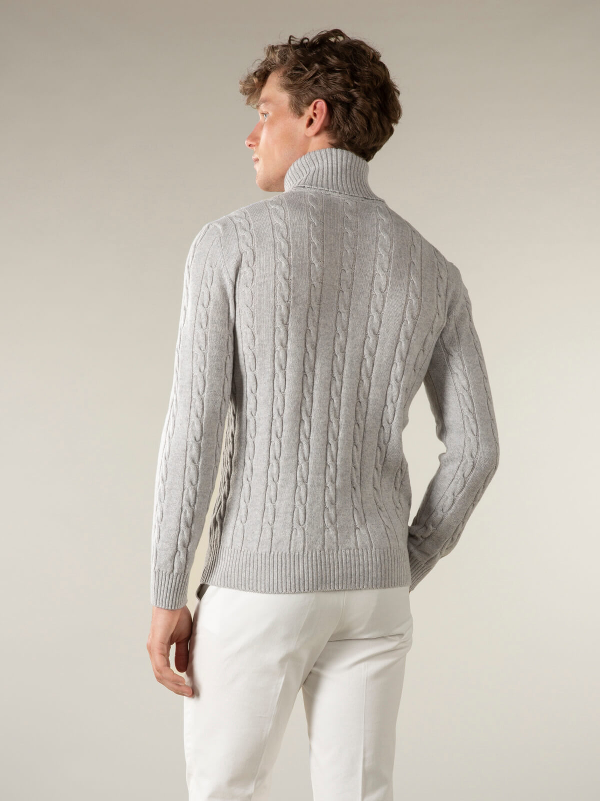LeClub™ | Dolcevita Cable Knit Sweater Light Grey