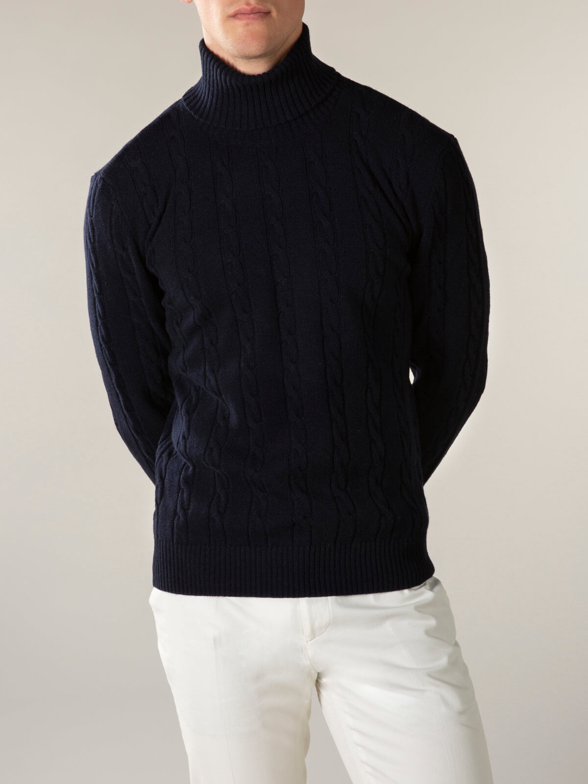 LeClub™ | Dolcevita Cable Knit Sweater Navy