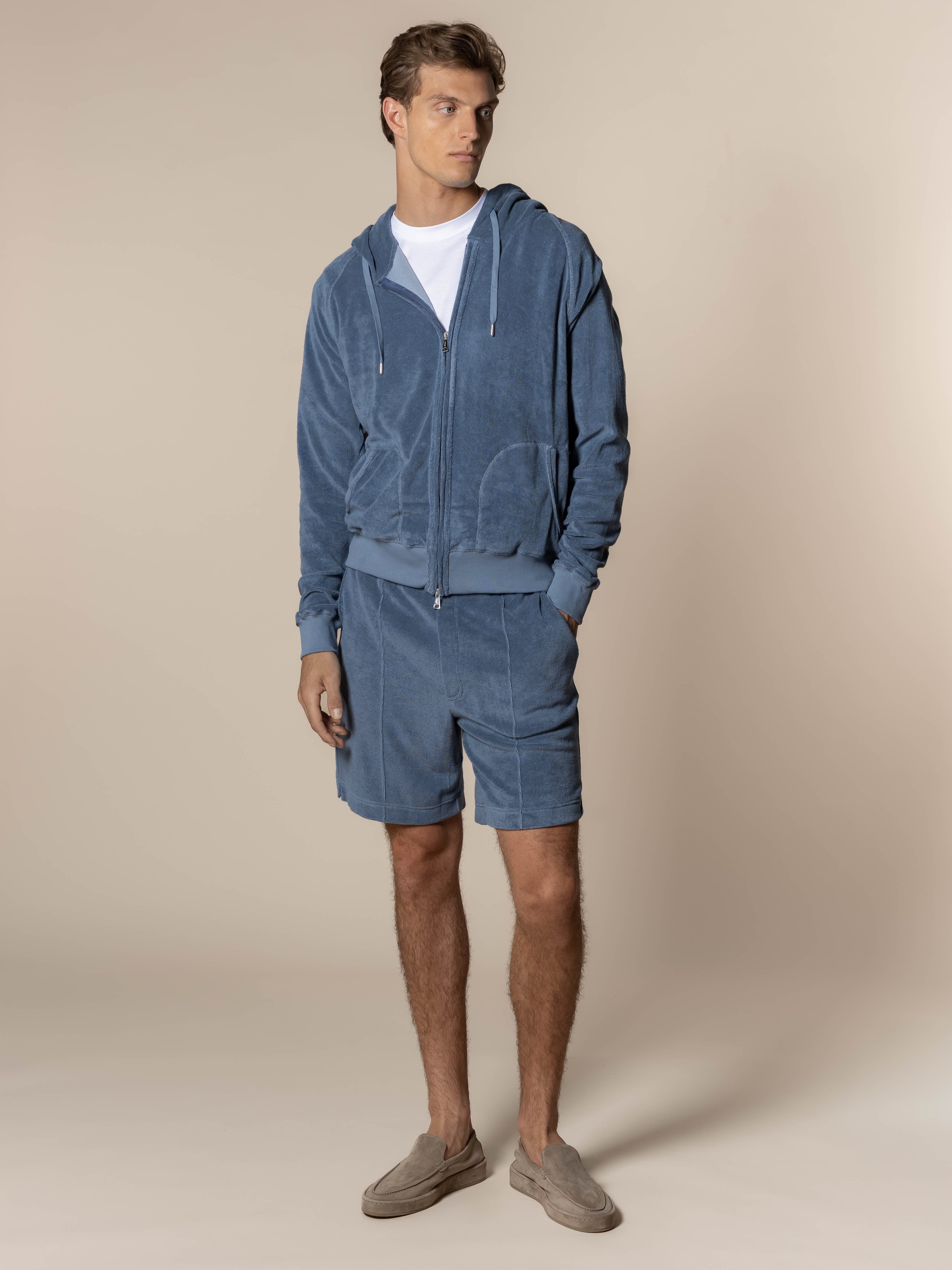 LeClub™ | Steel Blue Terry Towelling Zipper Vest