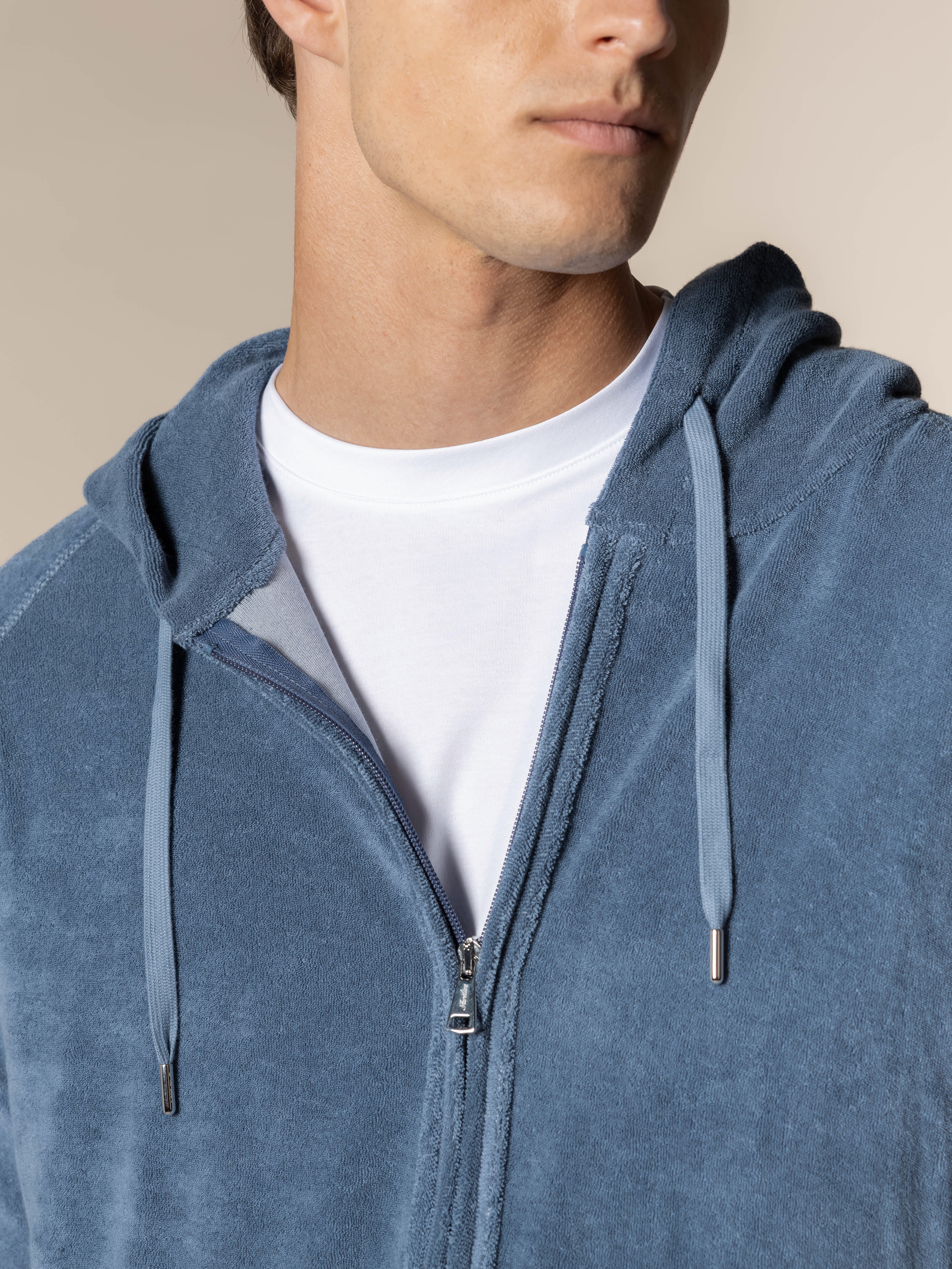 LeClub™ | Steel Blue Terry Towelling Zipper Vest