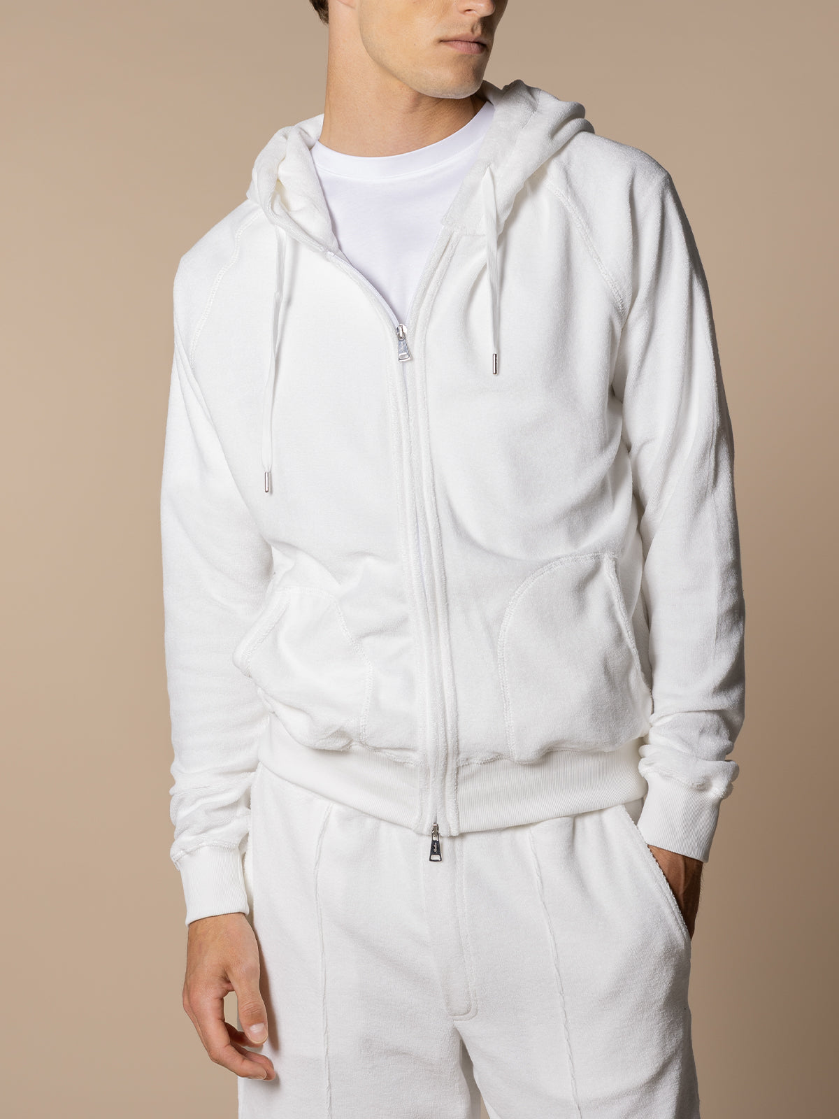 LeClub™ | White Terry Towelling Zipper Vest