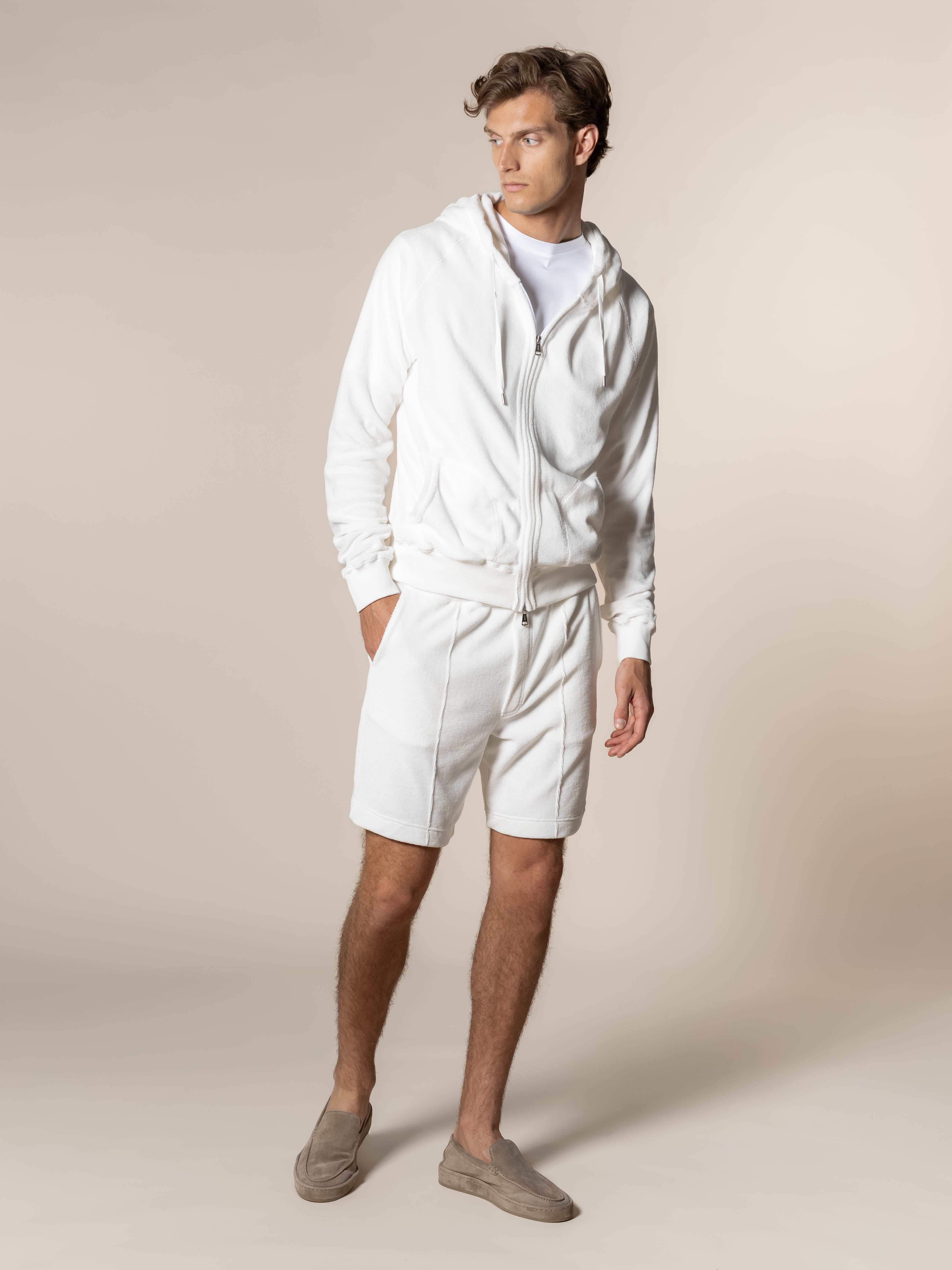 LeClub™ | White Terry Towelling Zipper Vest