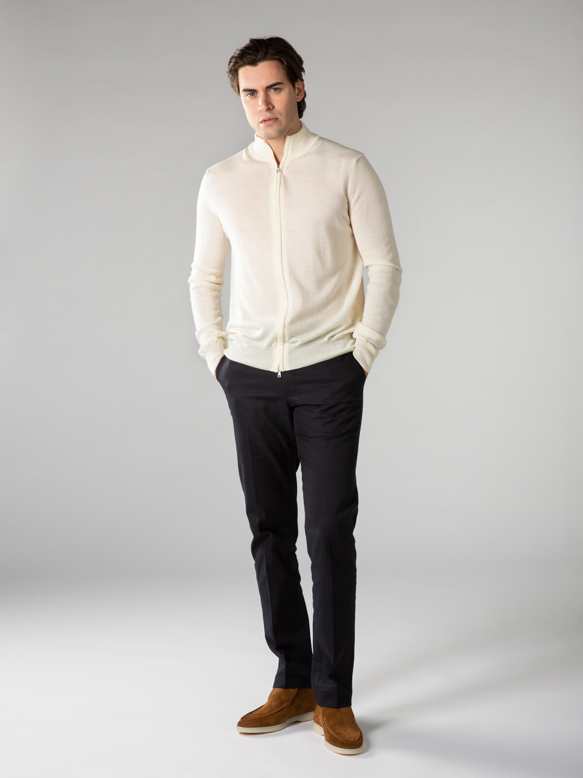 LeClub™ | Extrafine Merino Zipper Vest Ivory