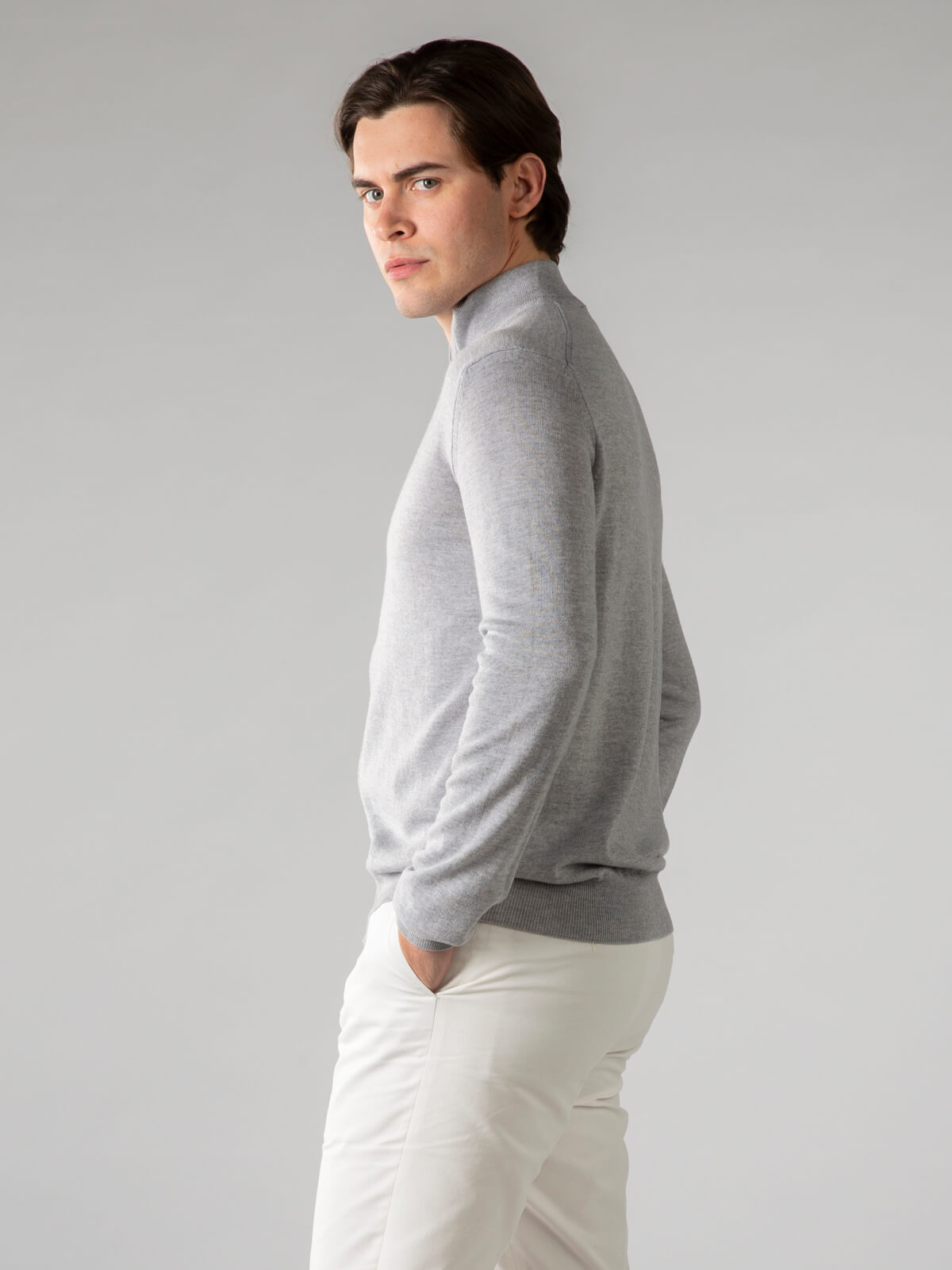 LeClub™ | Extrafine Merino Zipper Vest Light Grey