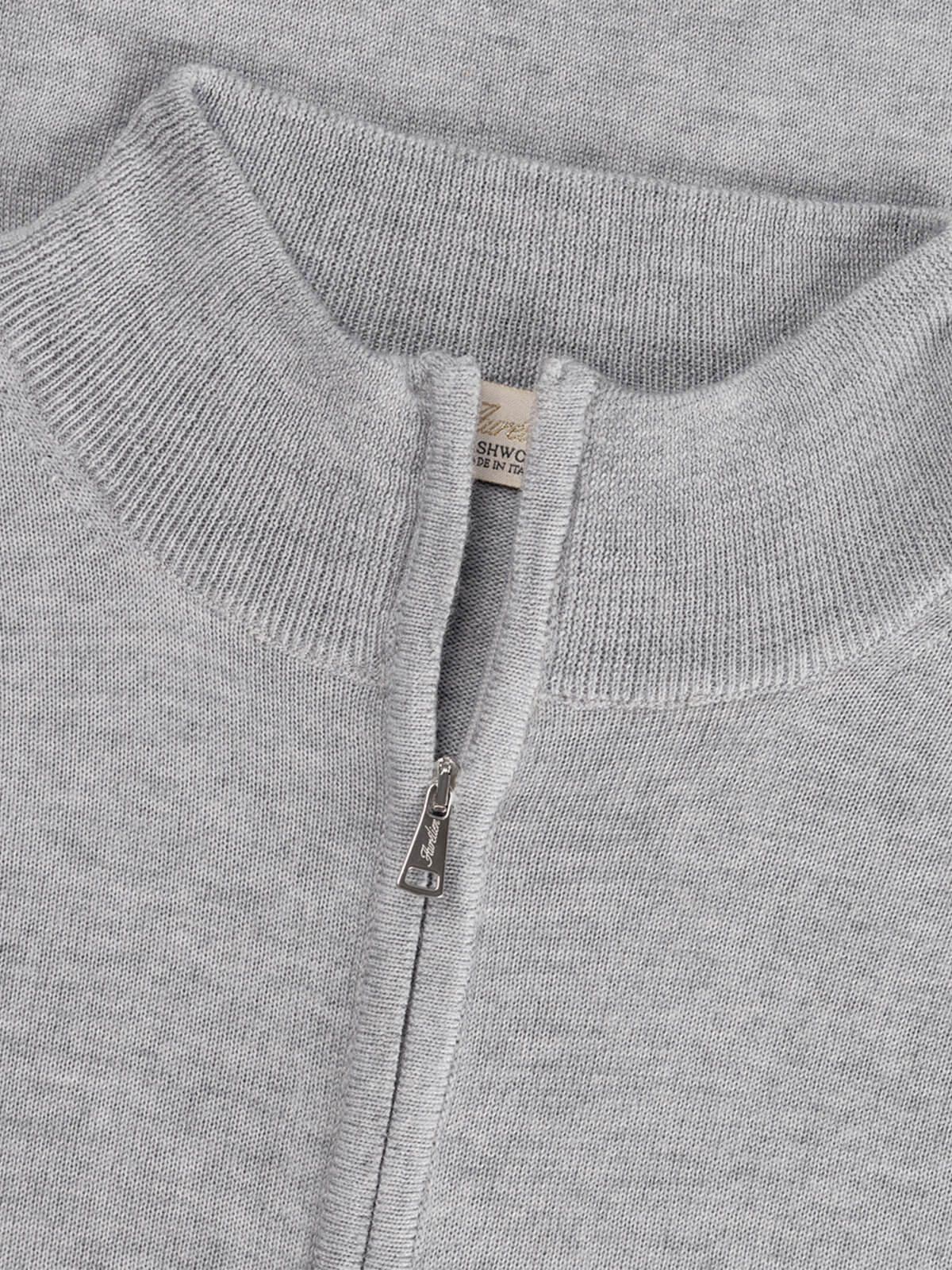 LeClub™ | Extrafine Merino Zipper Sweater Light Grey