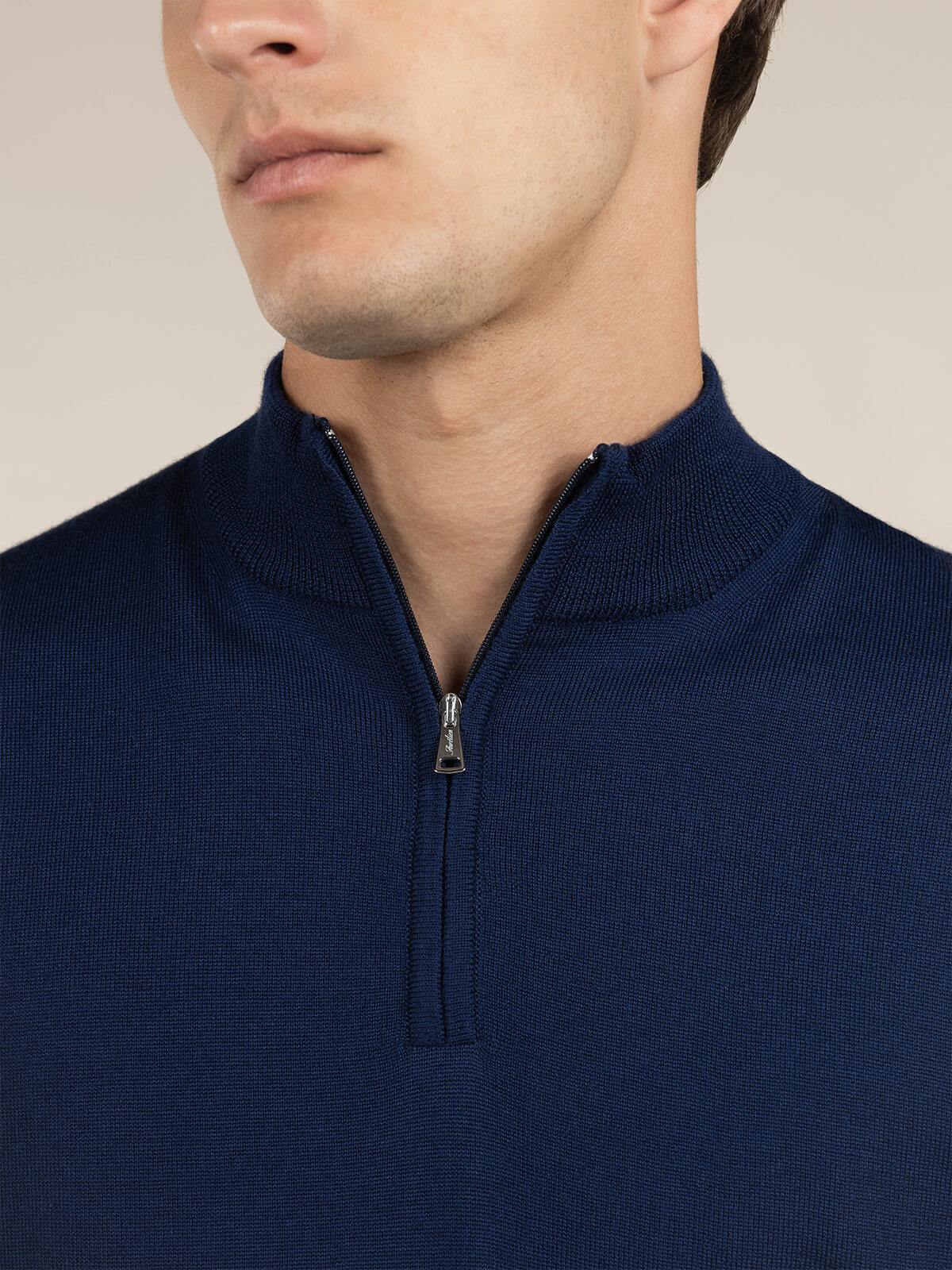 LeClub™ | Extrafine Merino Zipper Sweater Steel Blue
