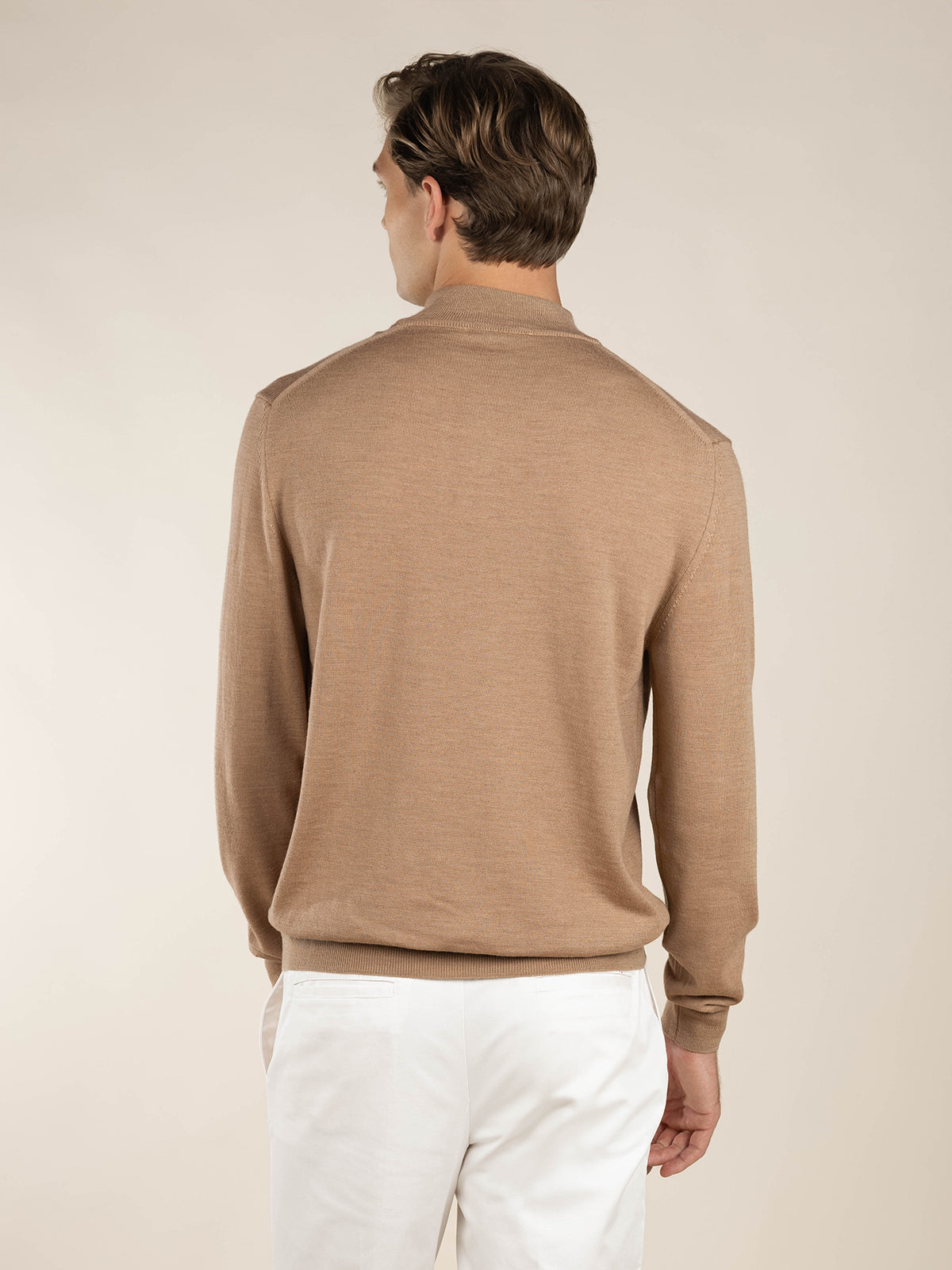 LeClub™ | Extrafine Merino Zipper Sweater Beige