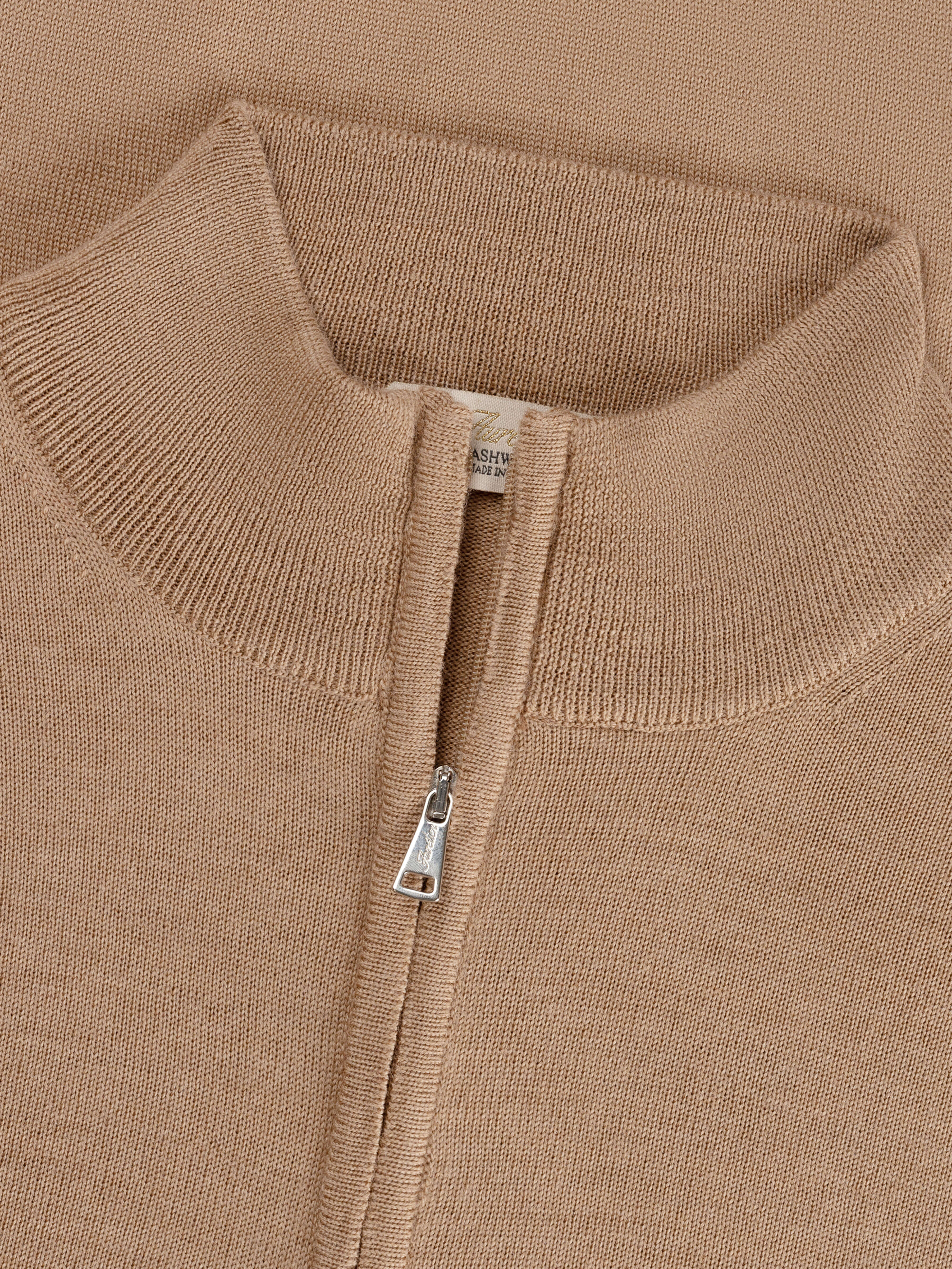 LeClub™ | Extrafine Merino Zipper Sweater Beige