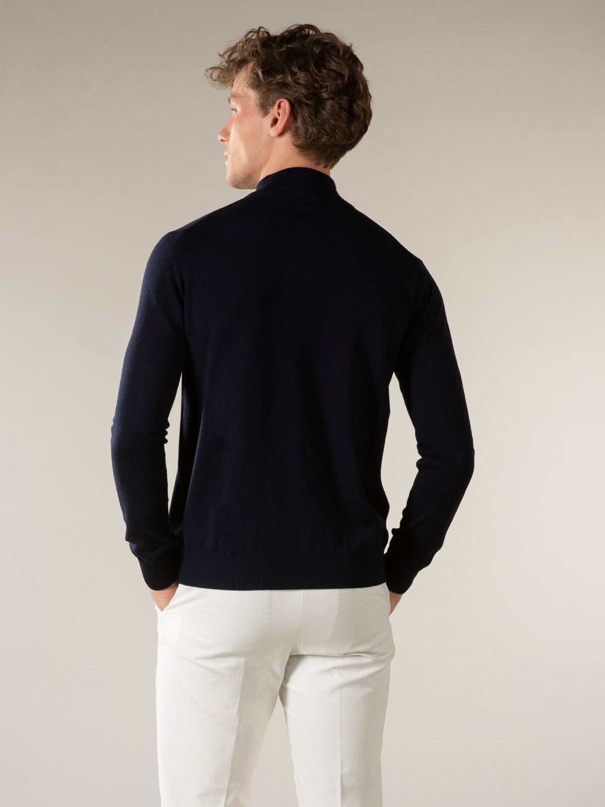 LeClub™ | Extrafine Merino Zipper Sweater Navy