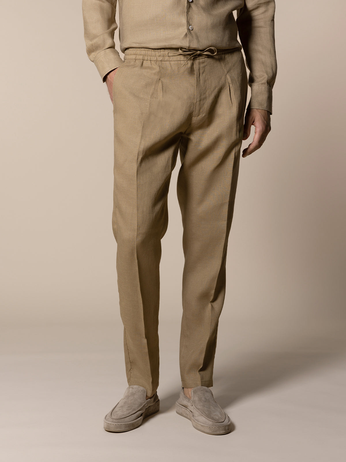 LeClub™ | Dark Taupe Linen Seaside Trousers