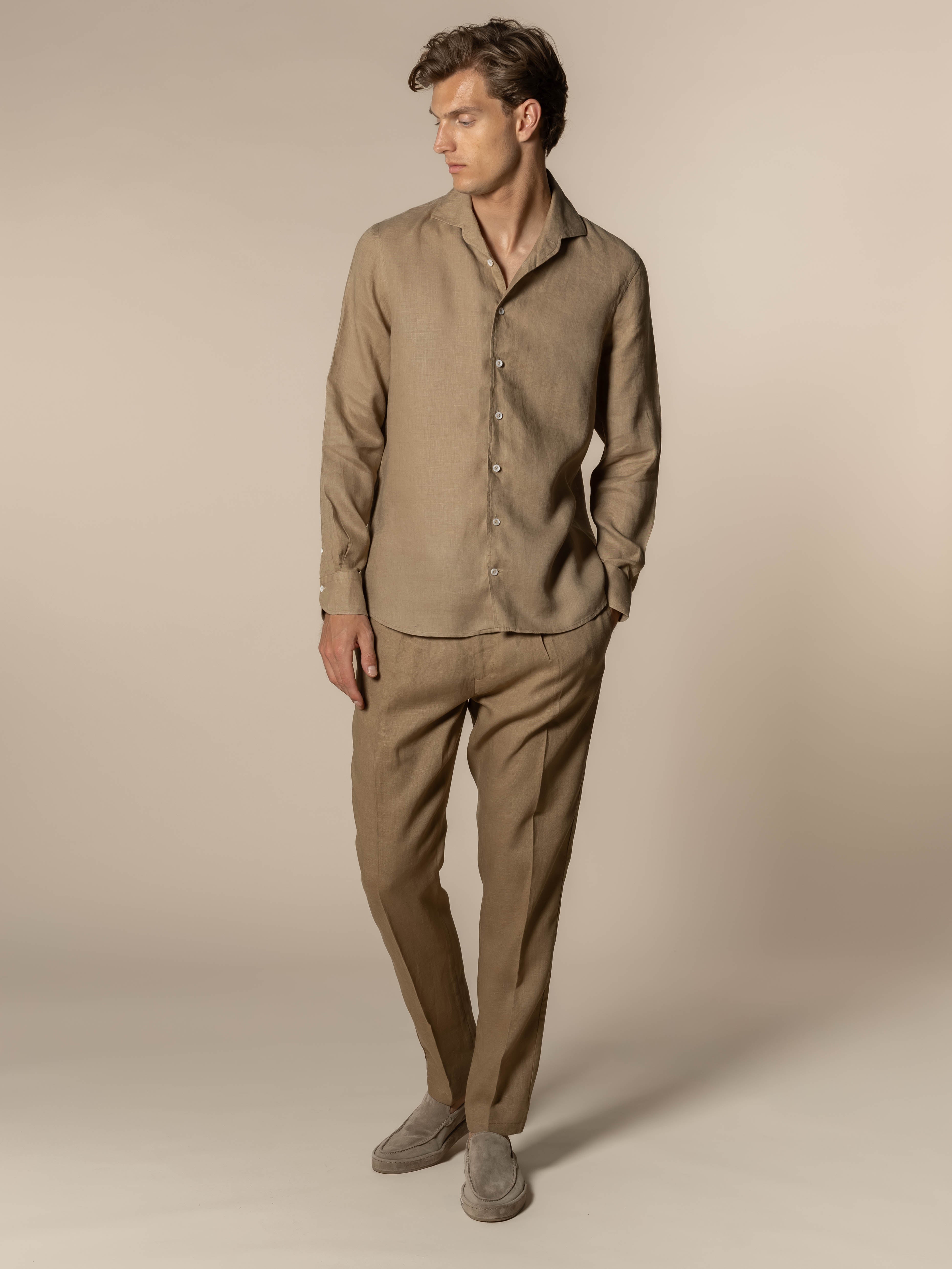 LeClub™ | Dark Taupe Linen Seaside Trousers